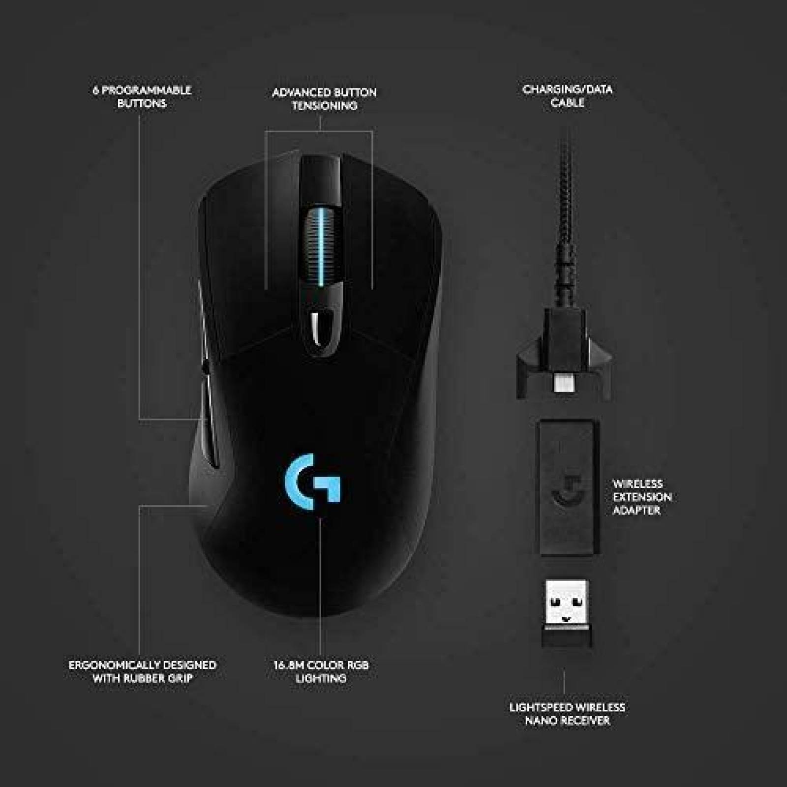 Mouse logitech G G703 inalambrico para juego -Negro