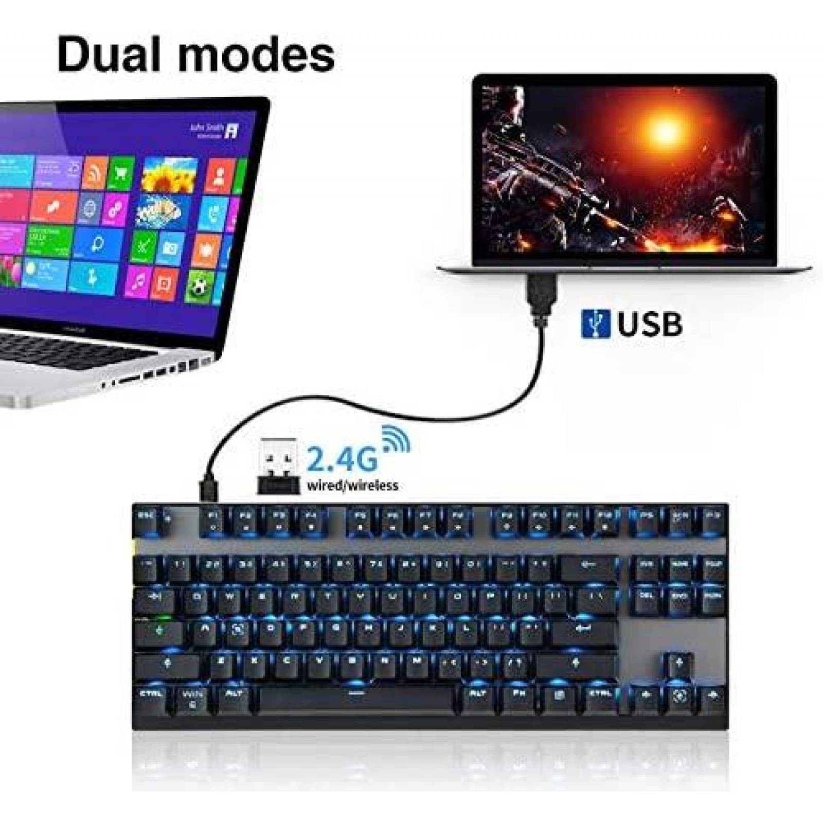 Teclado Gamer MOTOSPEED Inalambrico Mecanico 2.4GHz Mecanico