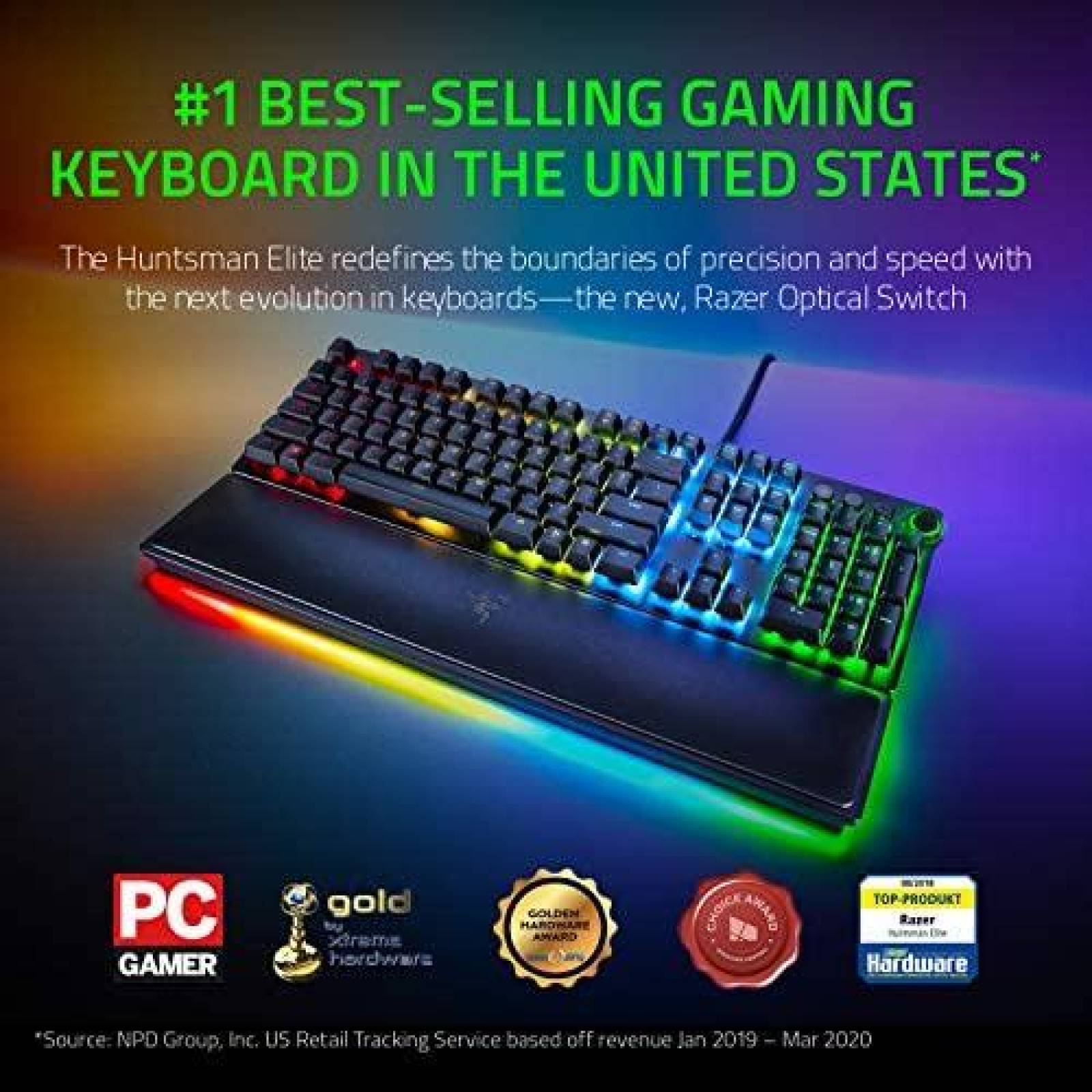 Teclado Gamer Razer Huntsman Elite RGB Ergonomico -Negro