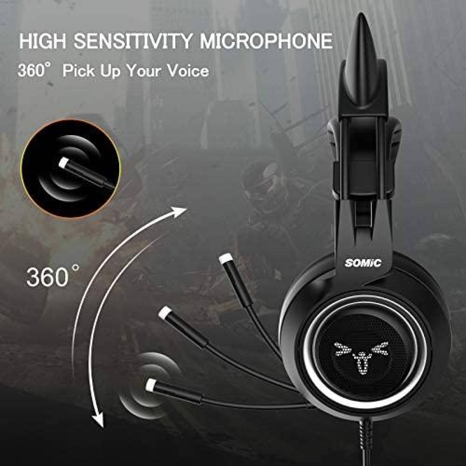 Audifonos Gamer SOMIC Estereo Con Orejas De Gato -Negro
