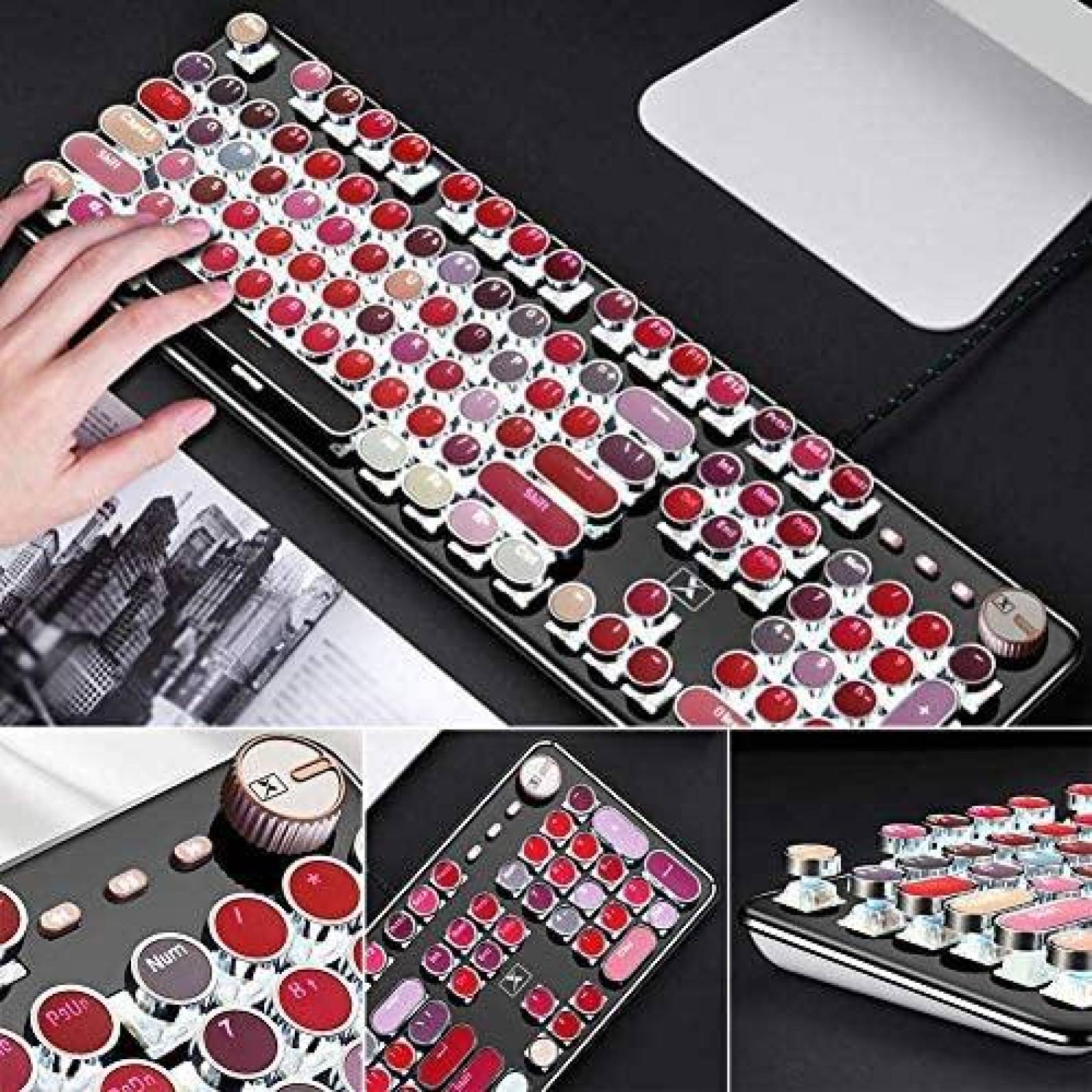 Teclado Gamer FELICON Mecanico Retro 104 teclas Redondas PC