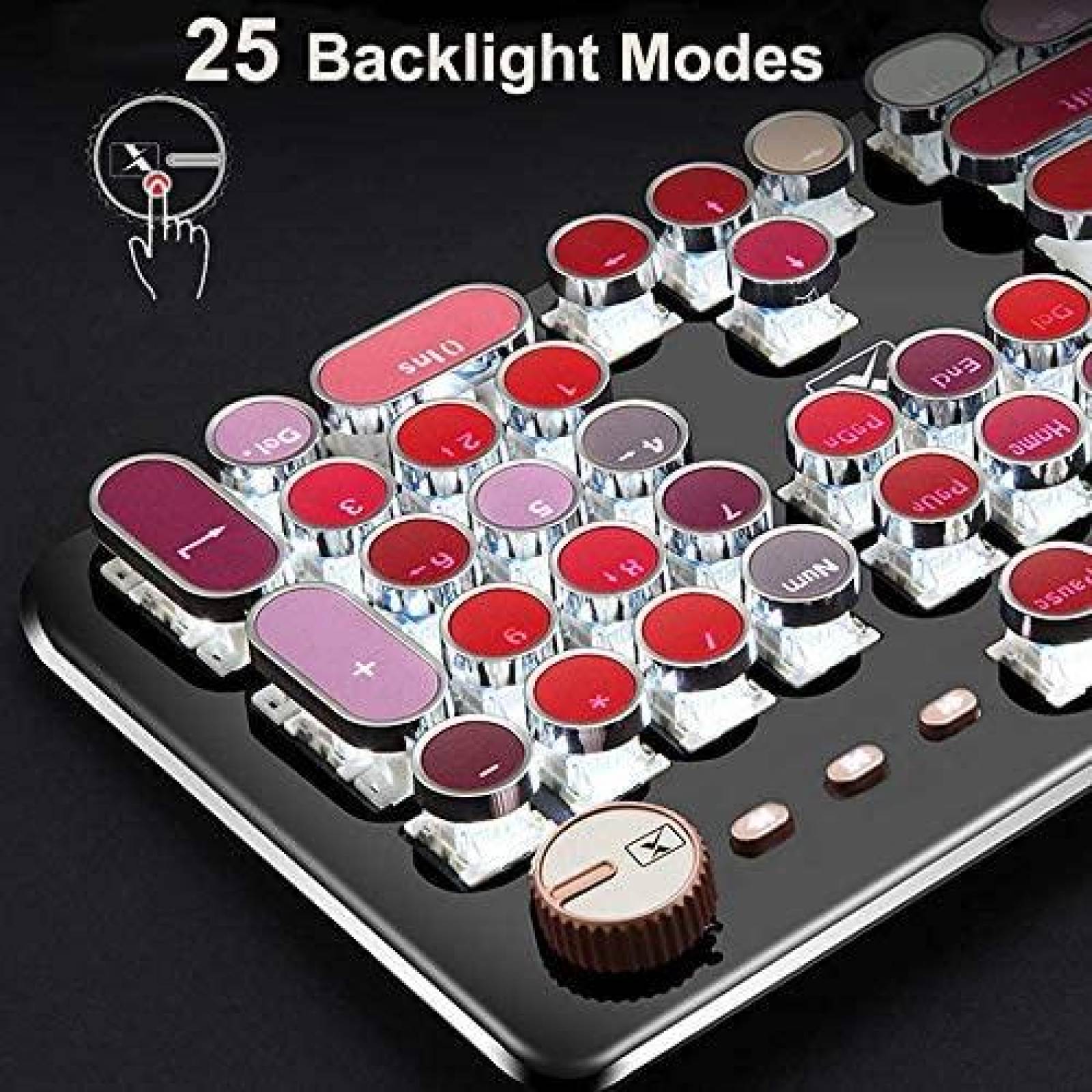 Teclado Gamer FELICON Mecanico Retro 104 teclas Redondas PC