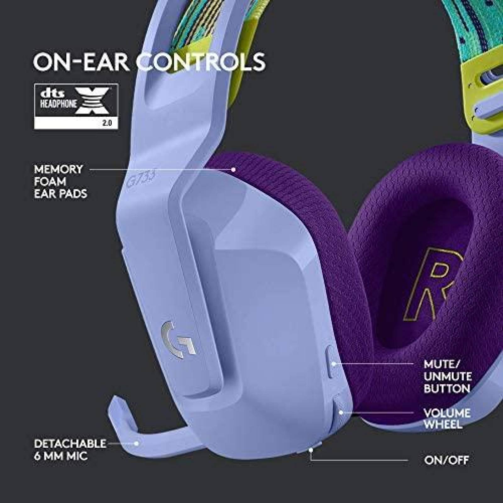 Audifonos de Diadema Logitech G733 RGB Inalambricos -Morado