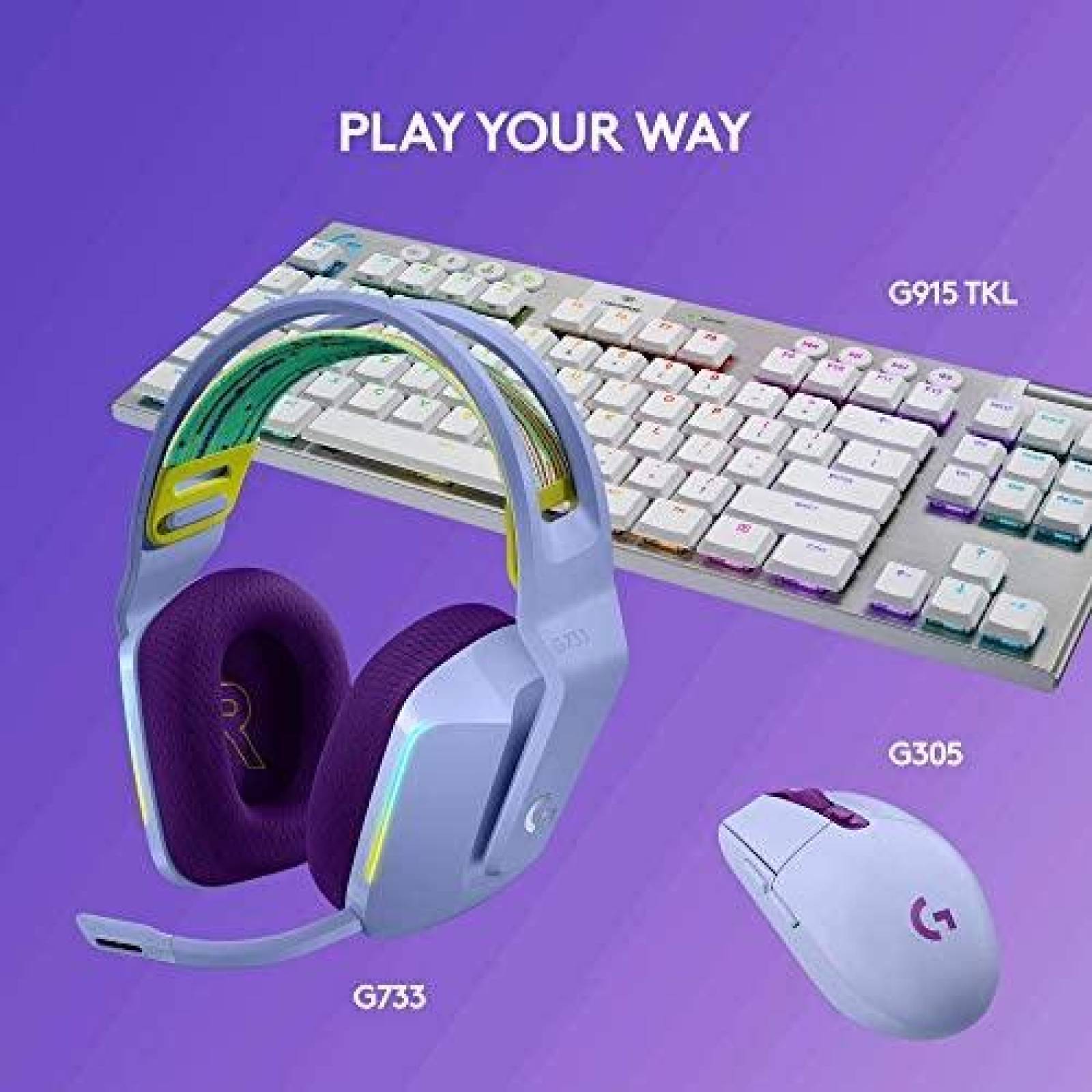 Audifonos de Diadema Logitech G733 RGB Inalambricos -Morado
