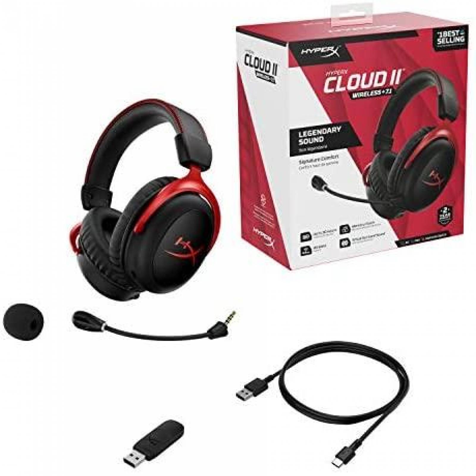 Headset HyperX Cloud II Inalambrico 7.1Surround -Rojo/Negro