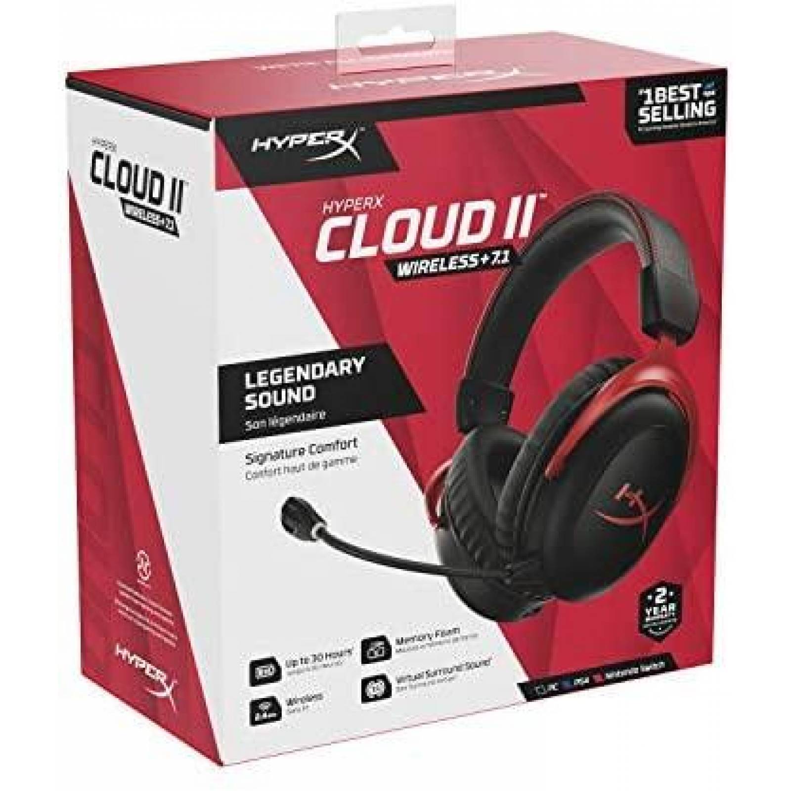 Headset HyperX Cloud II Inalambrico 7.1Surround -Rojo/Negro