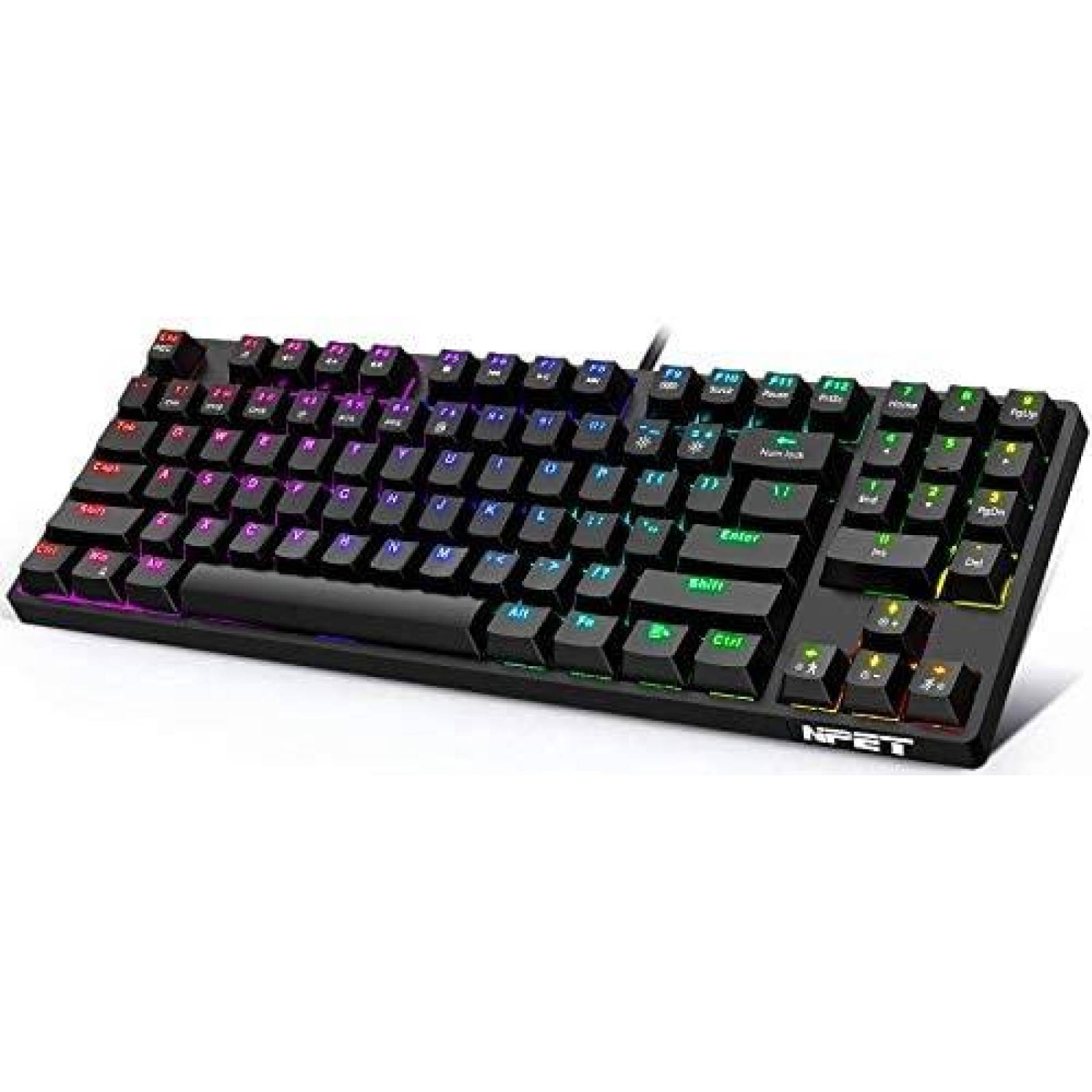 Teclado NPET K80 Mecanico Gamer Iluminacion RGB Ergonomico