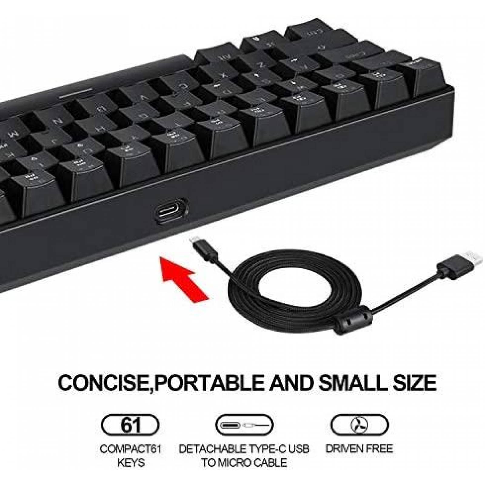 Teclado Gamer MOTOSPEED CK61 Portatil 60% Mecanico RGB
