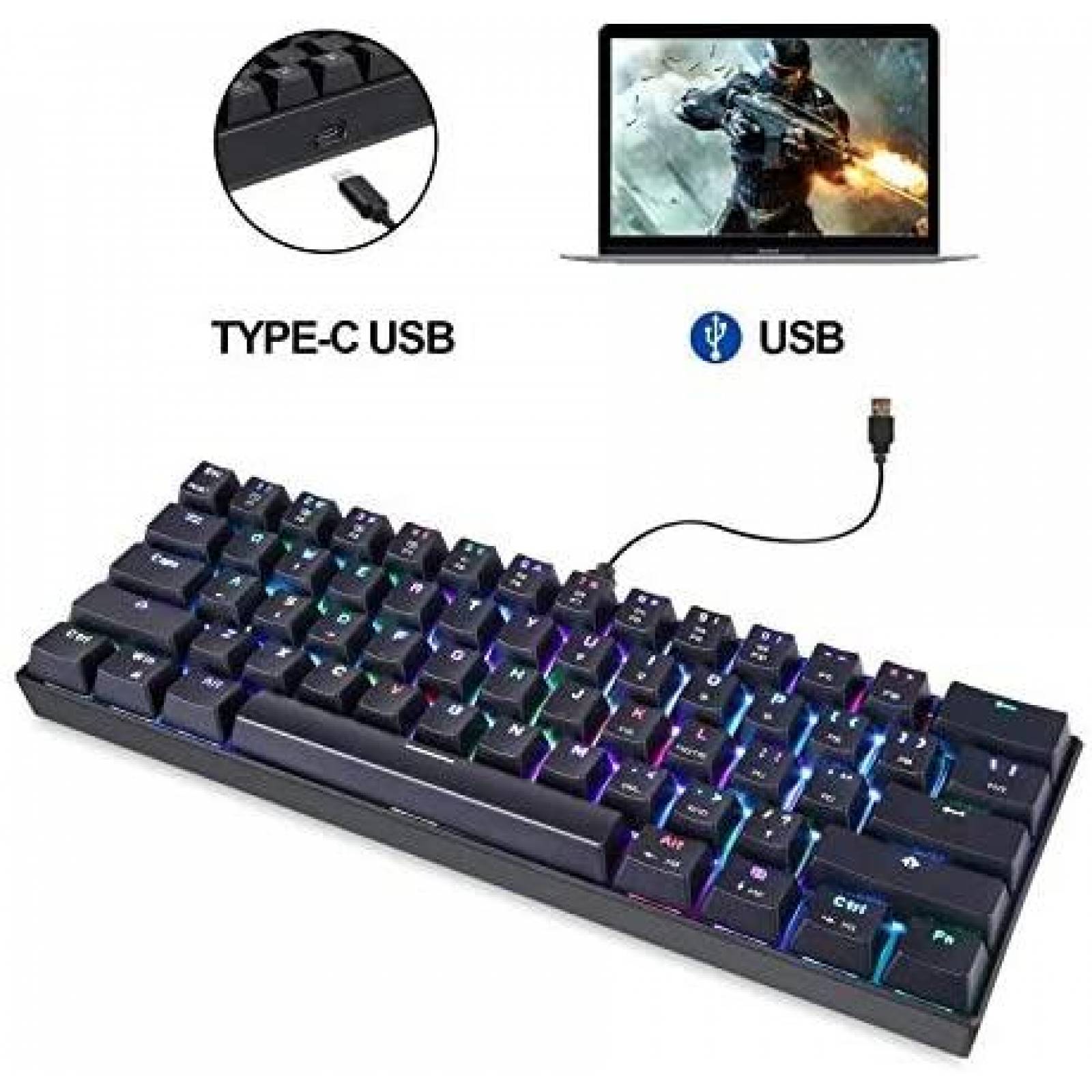 Teclado Gamer MOTOSPEED CK61 Portatil 60% Mecanico RGB