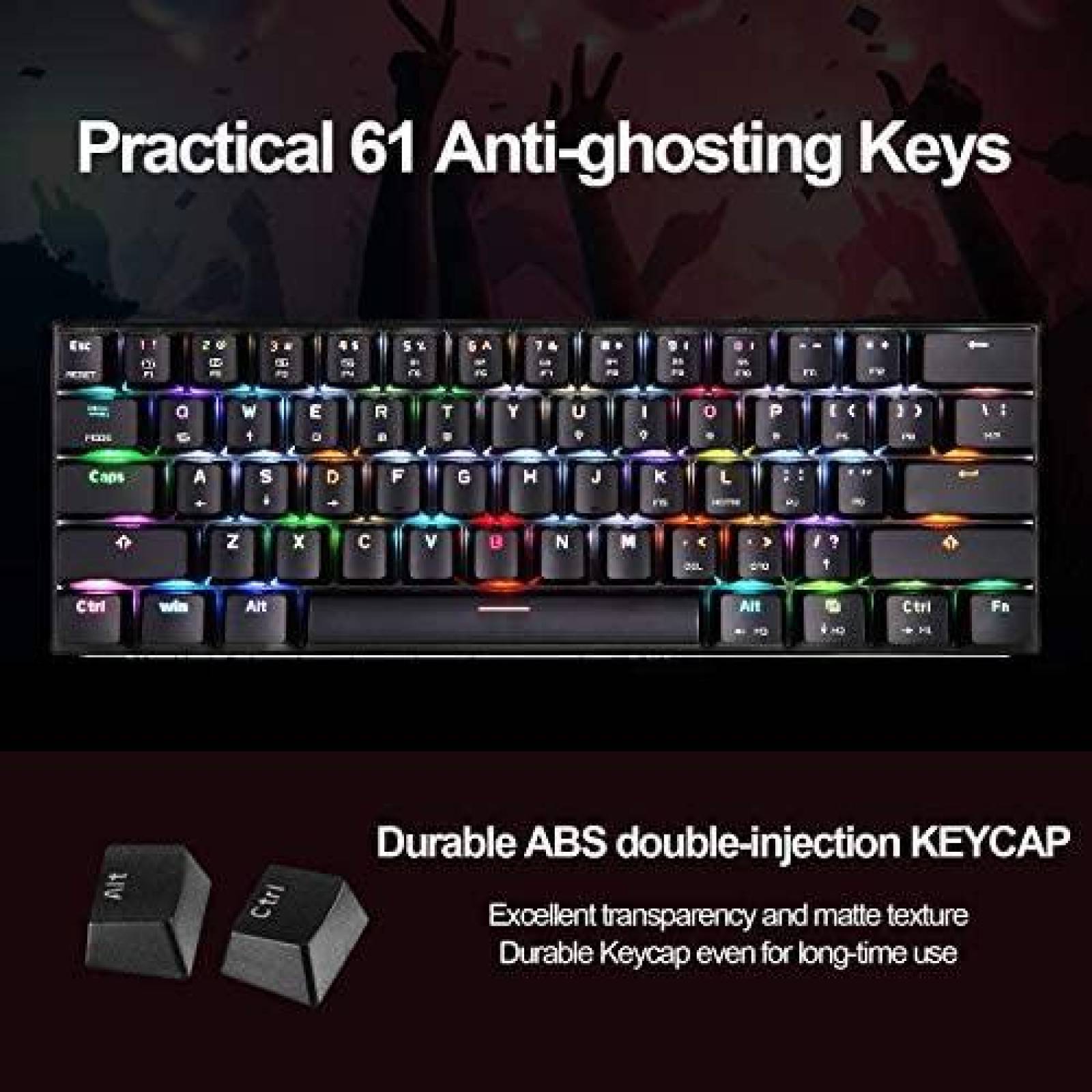 Teclado Gamer MOTOSPEED CK61 Portatil 60% Mecanico RGB