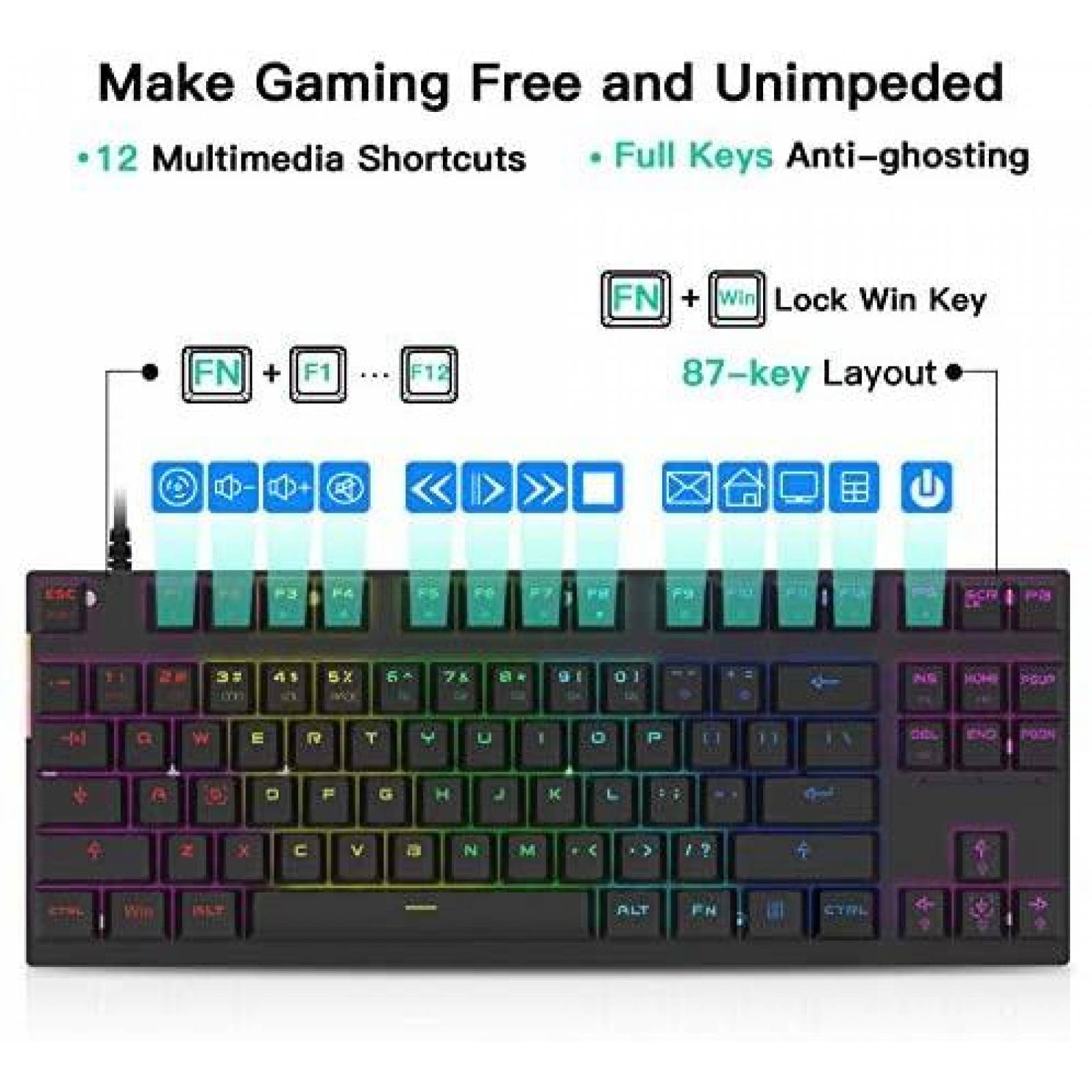 Teclado Gamer MOTOSPEED 87 Teclas Mecanico 2.4GHz Mecanico