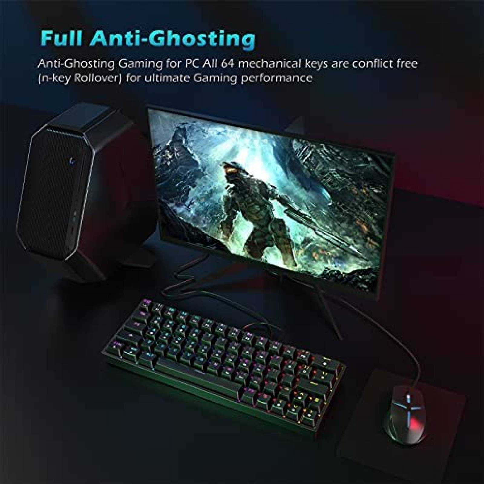 Teclado mecanico para juegos GIM KB-64 RGB de 64 teclas