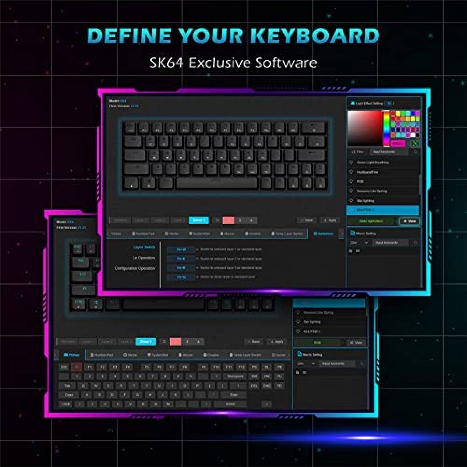 Teclado mecanico para juegos GIM KB-64 RGB de 64 teclas