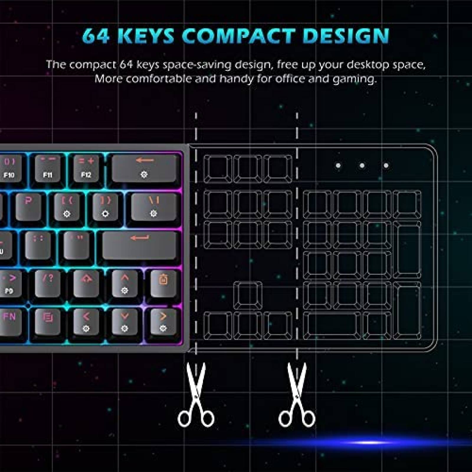 Teclado mecanico para juegos GIM KB-64 RGB de 64 teclas