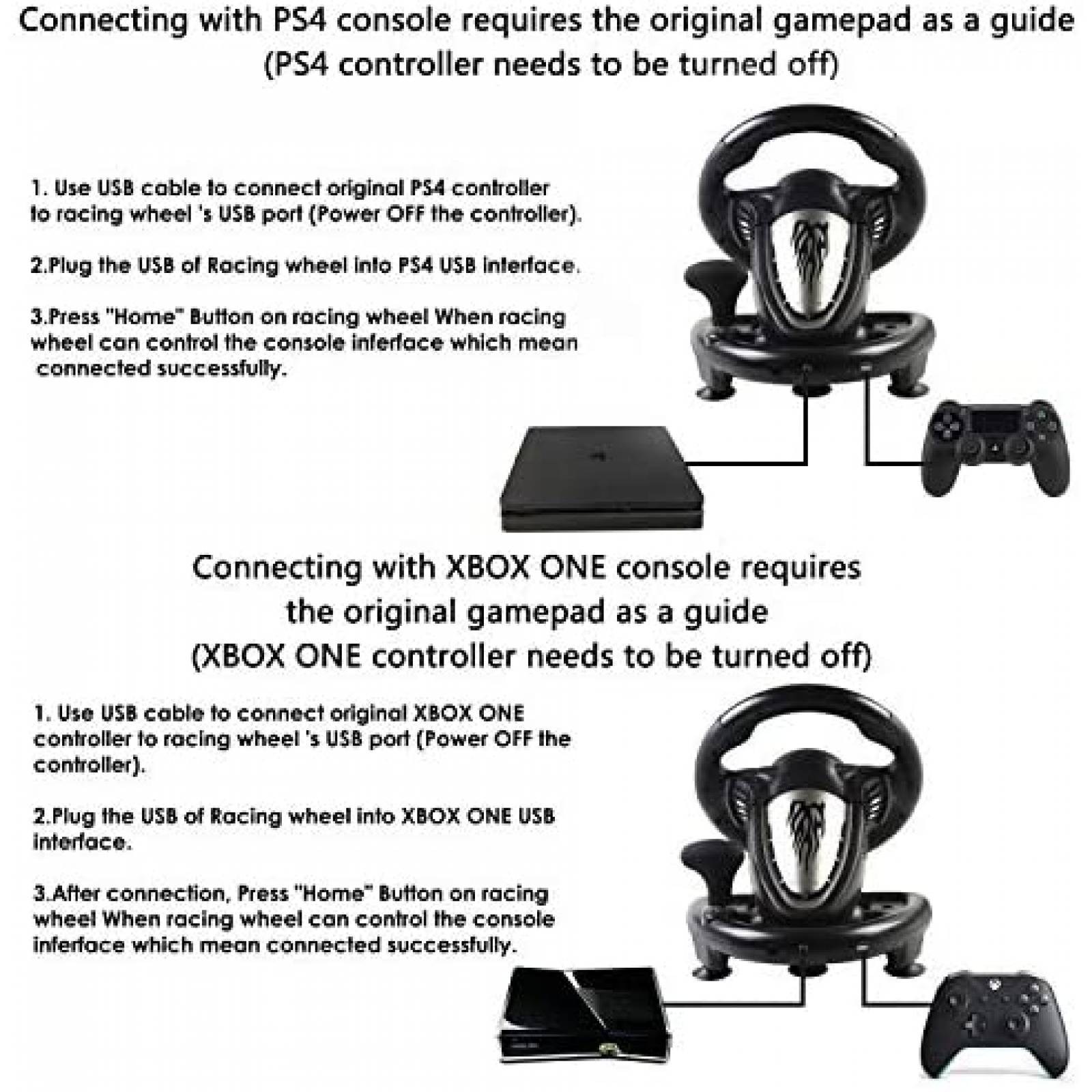 Volante PXN PXN-V3II para PC/Xbox/PS/Nintendo -Negro