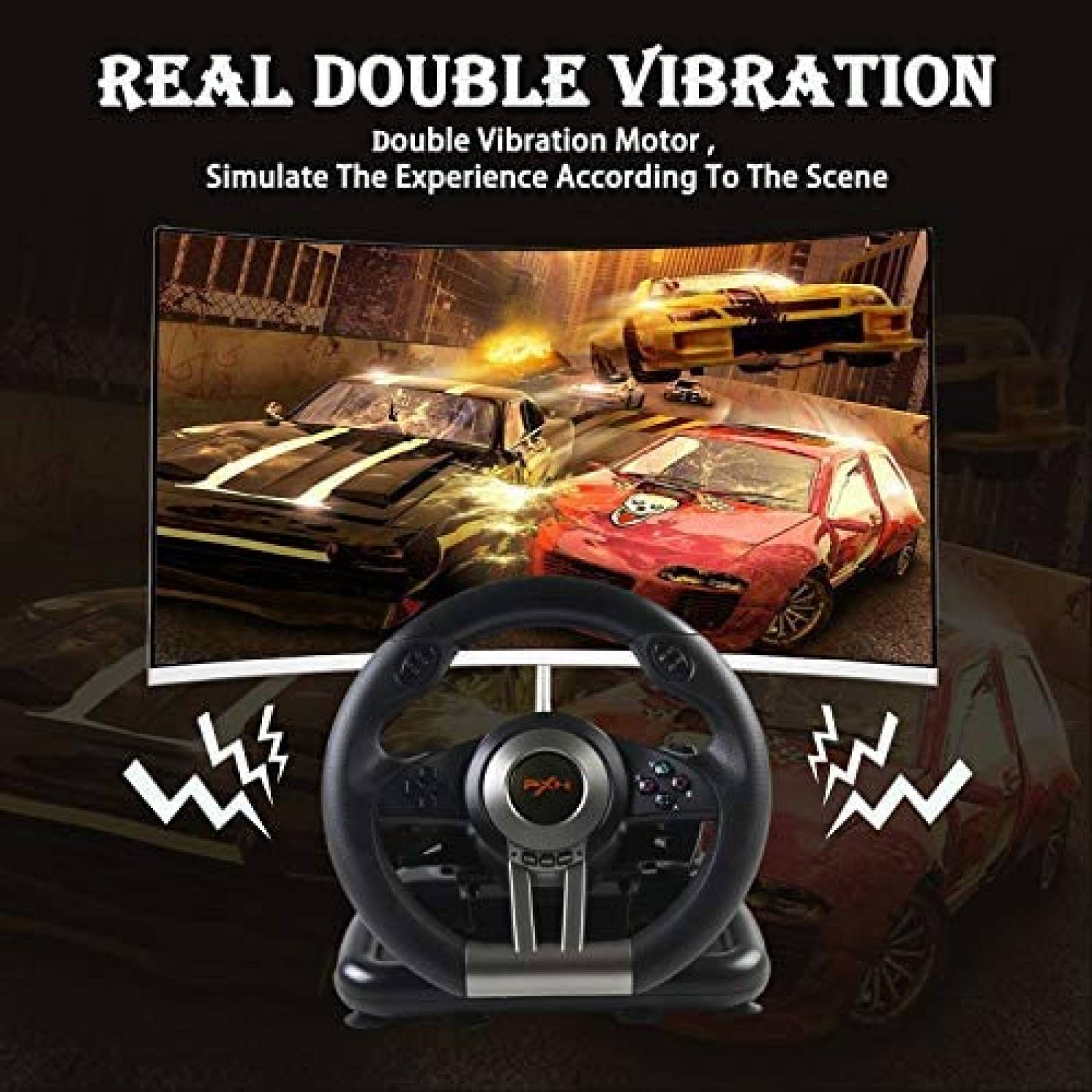 Volante PXN PXN-V3II para PC/Xbox/PS/Nintendo -Negro