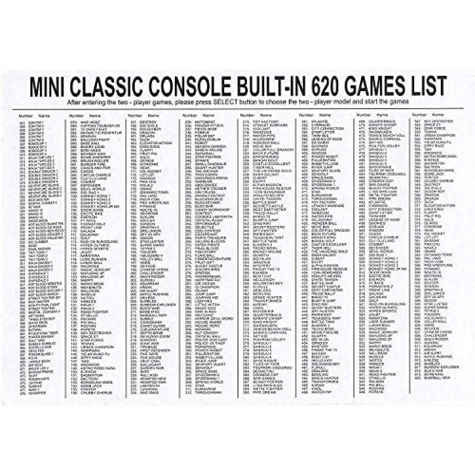 Mini Consola Hotecig Retro con 620 Juegos y 2 Controladores