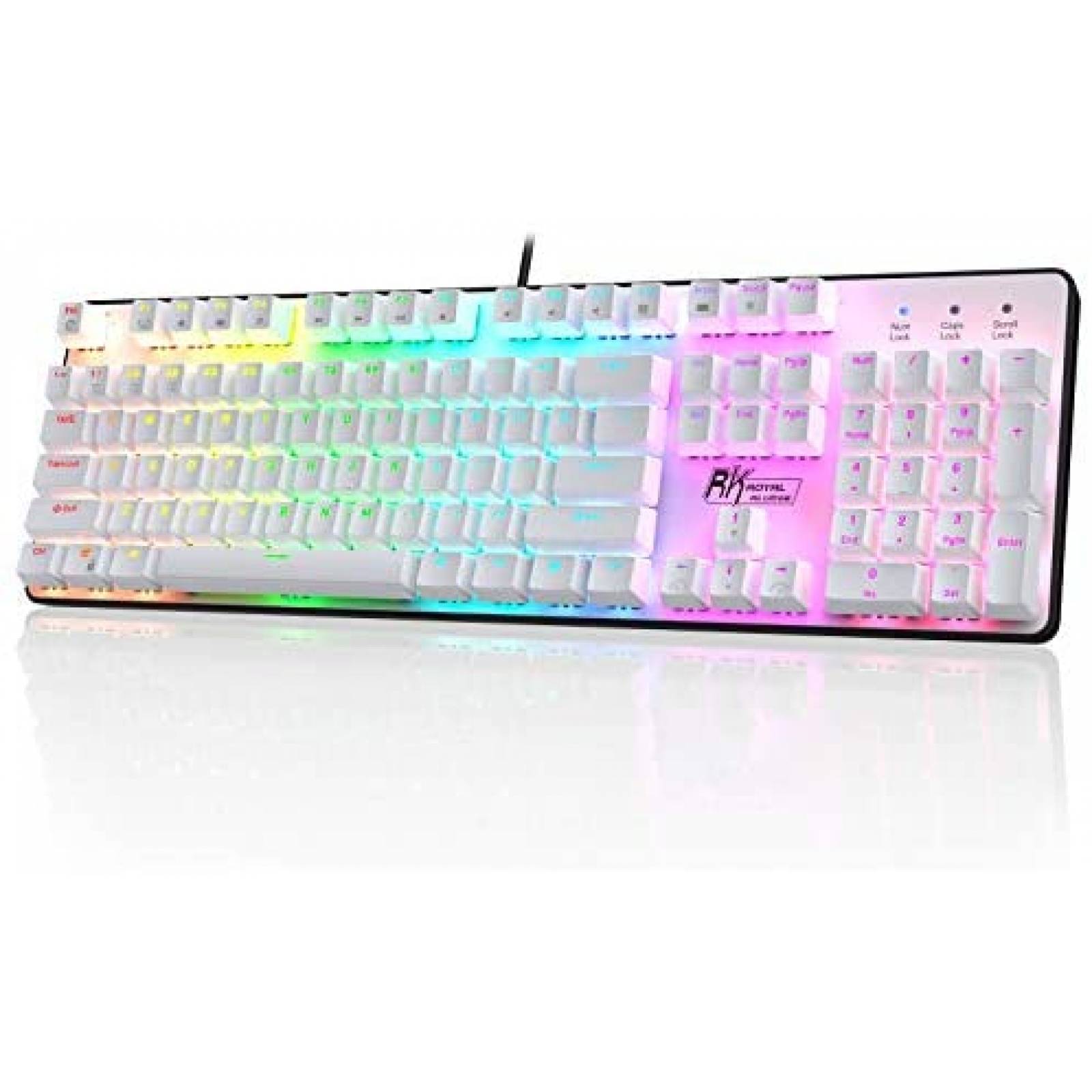Teclado RK ROYAL KLUDGE Retroiluminado de 104 Teclas -Blanco