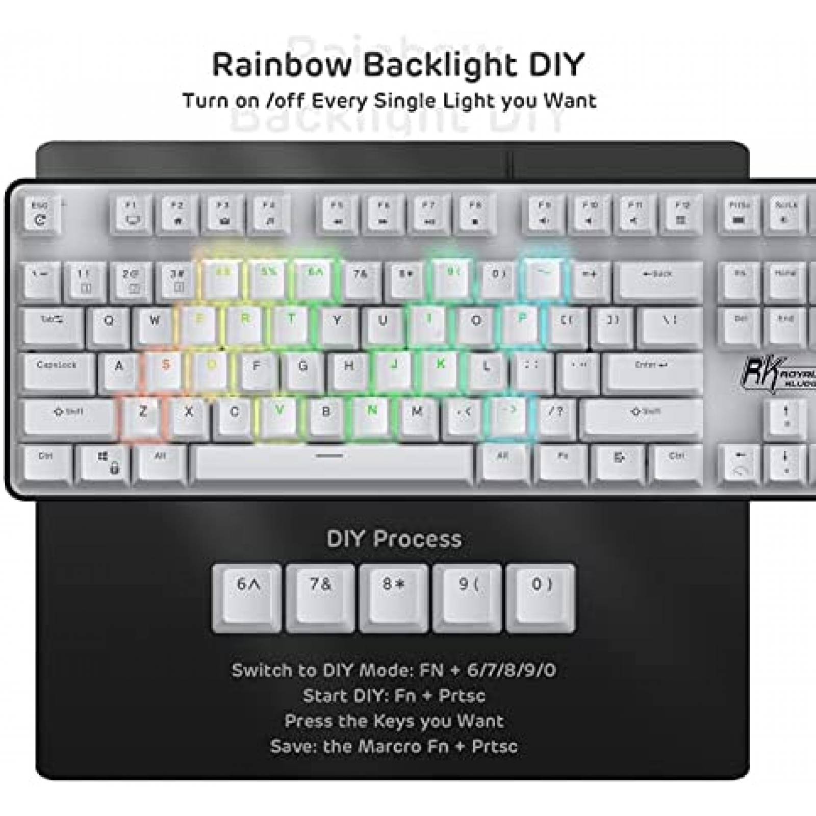 Teclado RK ROYAL KLUDGE Retroiluminado de 104 Teclas -Blanco