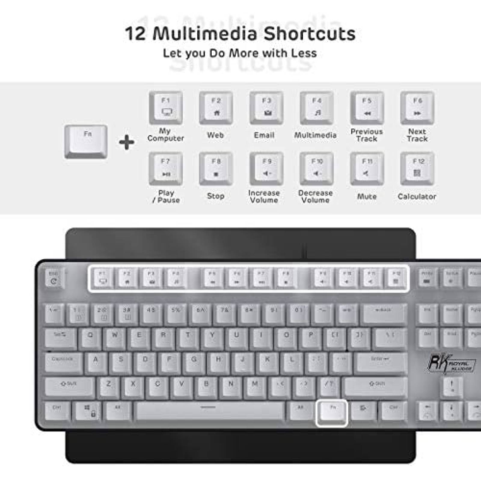 Teclado RK ROYAL KLUDGE Retroiluminado de 104 Teclas -Blanco