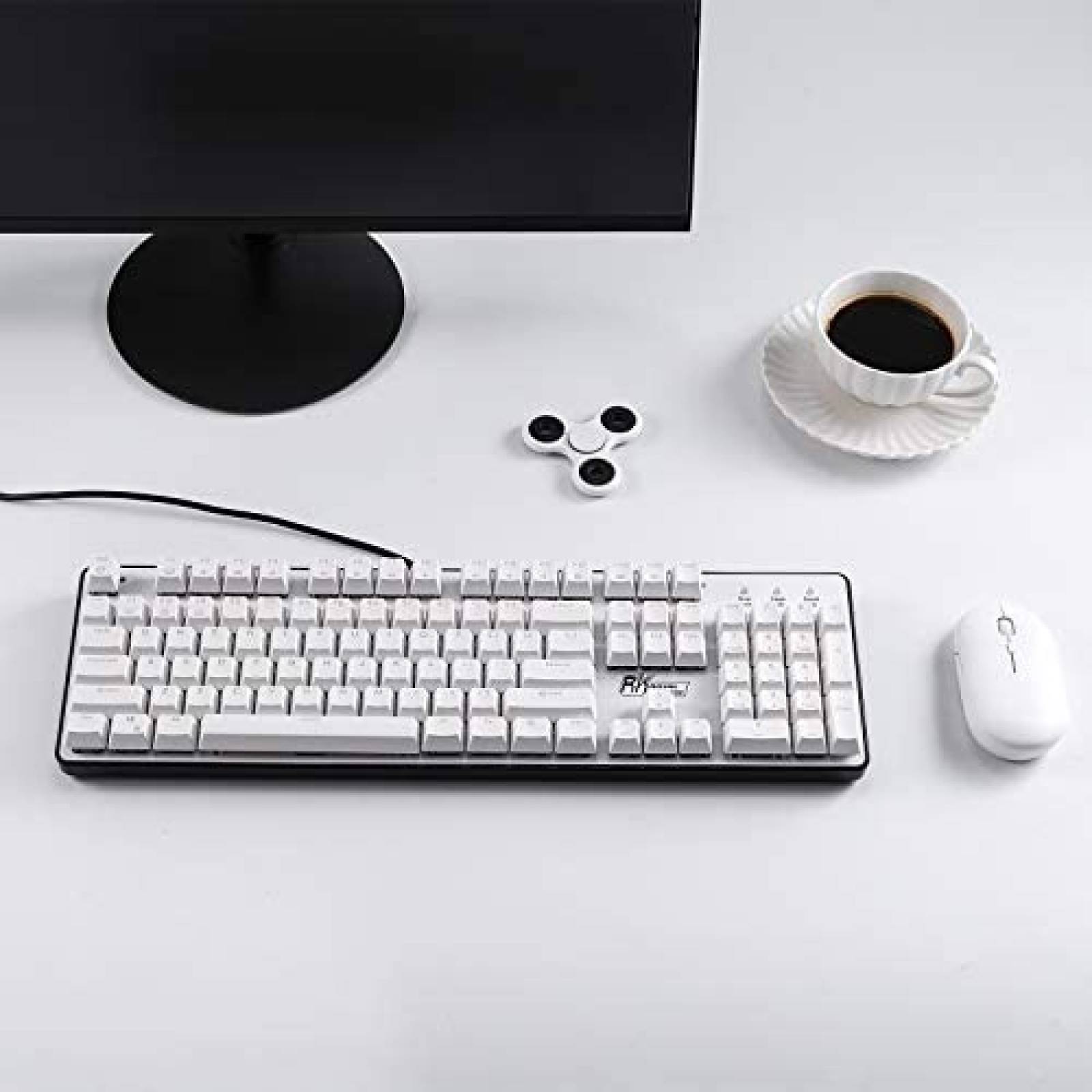 Teclado RK ROYAL KLUDGE Retroiluminado de 104 Teclas -Blanco