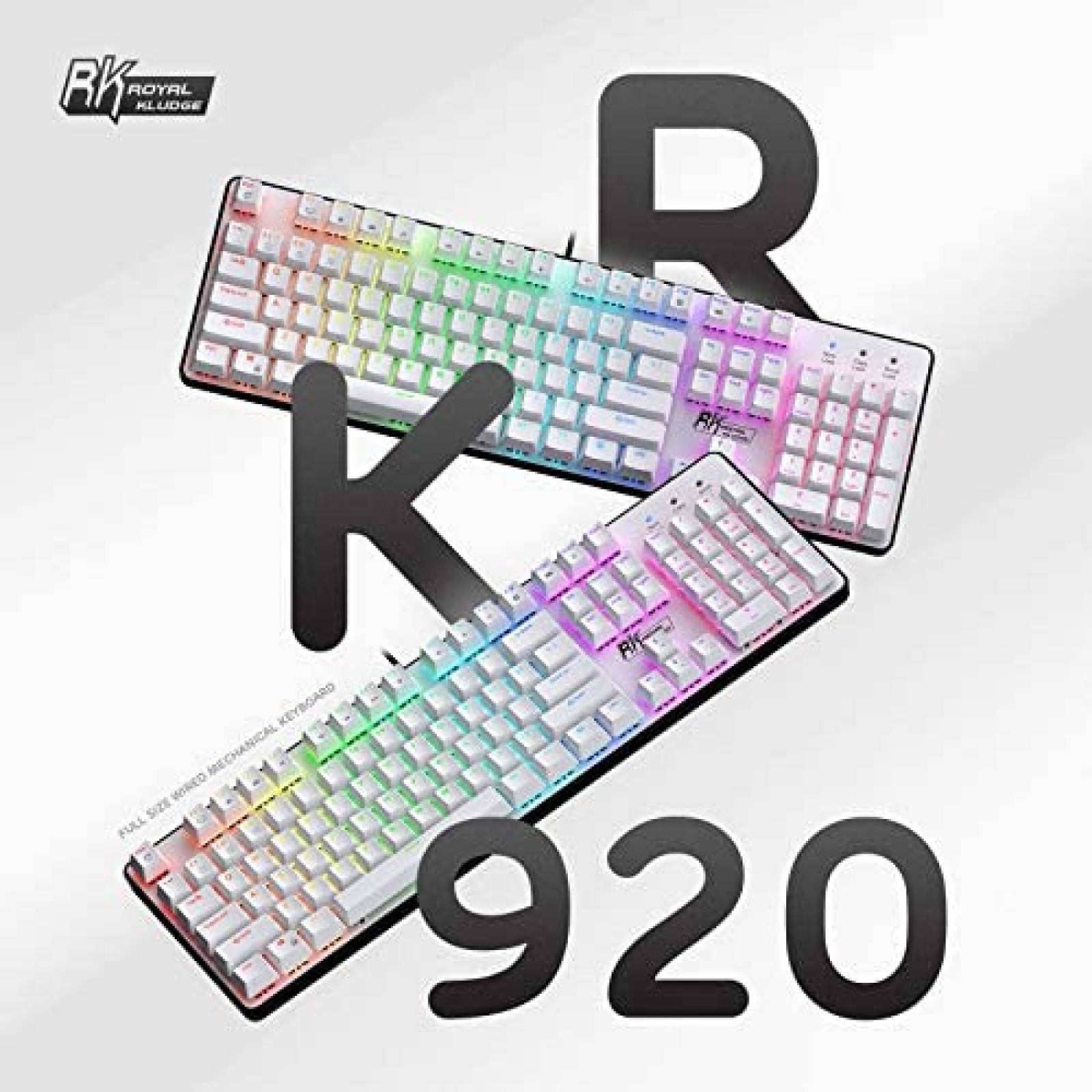 Teclado RK ROYAL KLUDGE Retroiluminado de 104 Teclas -Blanco