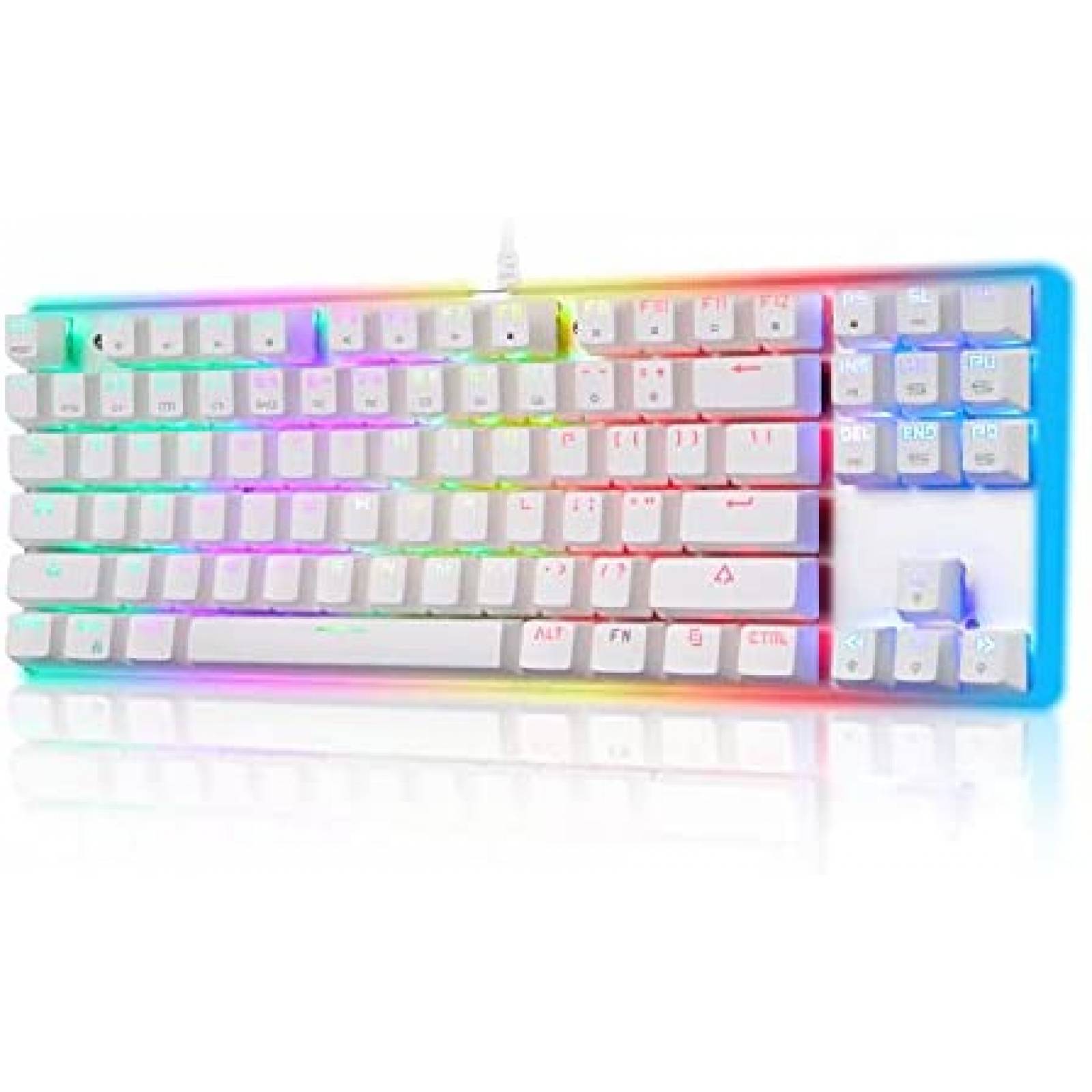 Teclado Gamer Motospeed USB 87 Teclas RGB Compacto -Blanco
