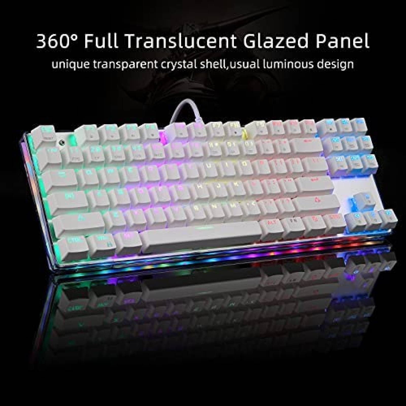 Teclado Gamer Motospeed USB 87 Teclas RGB Compacto -Blanco