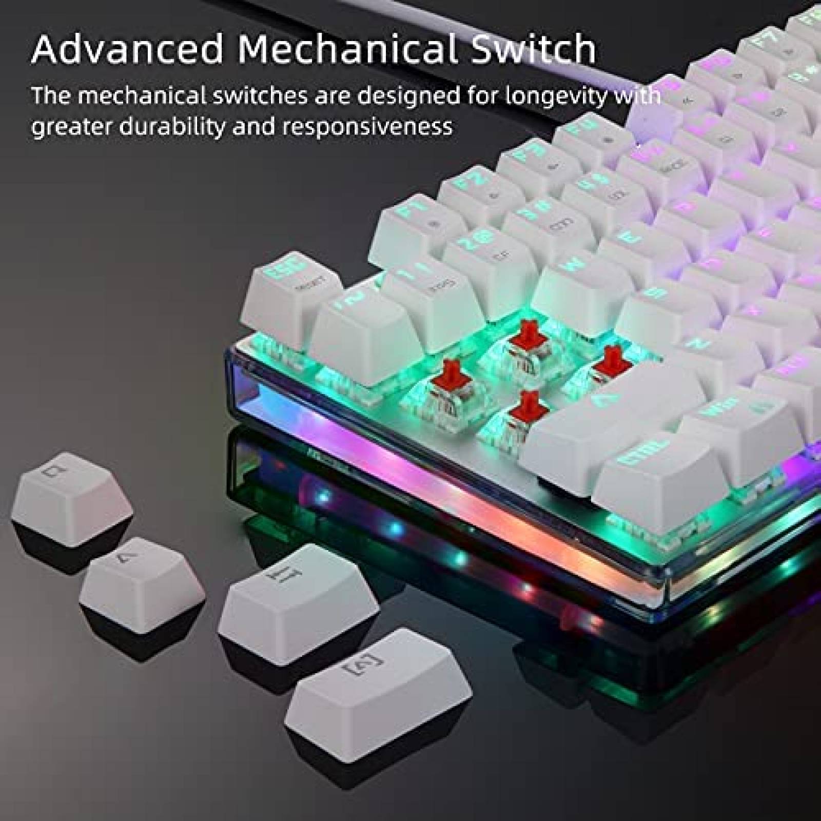 Teclado Gamer Motospeed USB 87 Teclas RGB Compacto -Blanco