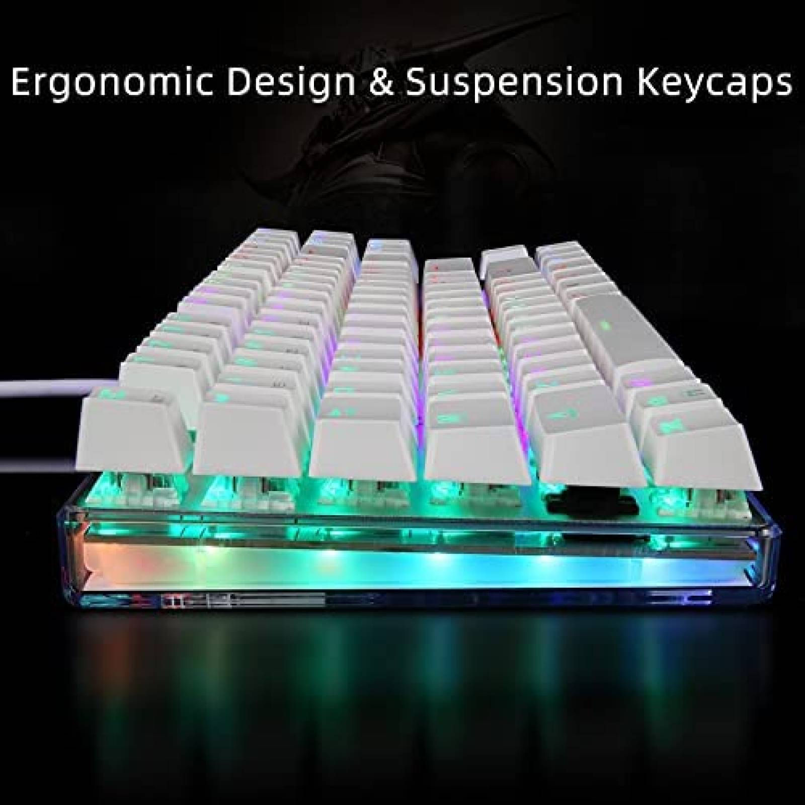 Teclado Gamer Motospeed USB 87 Teclas RGB Compacto -Blanco