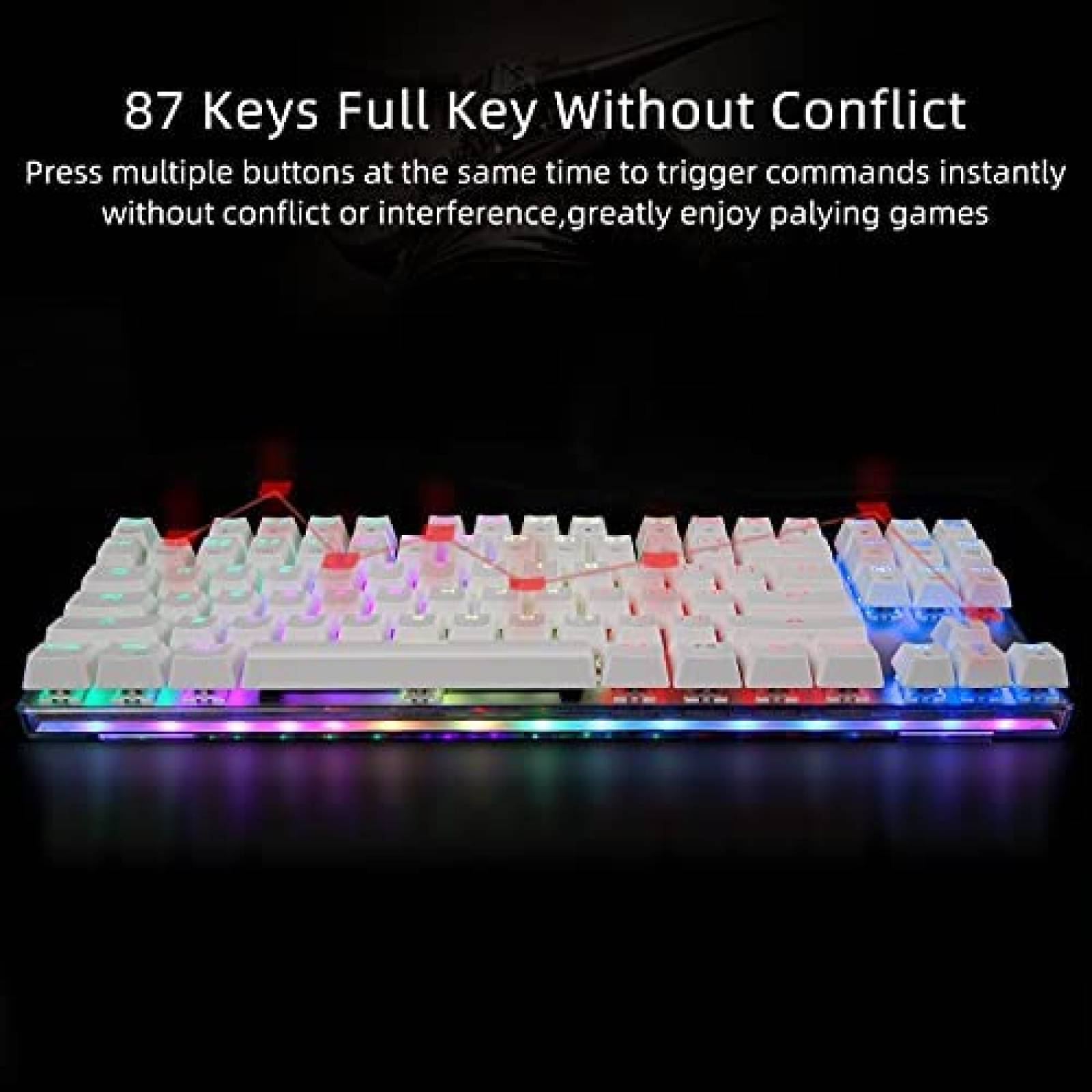 Teclado Gamer Motospeed USB 87 Teclas RGB Compacto -Blanco