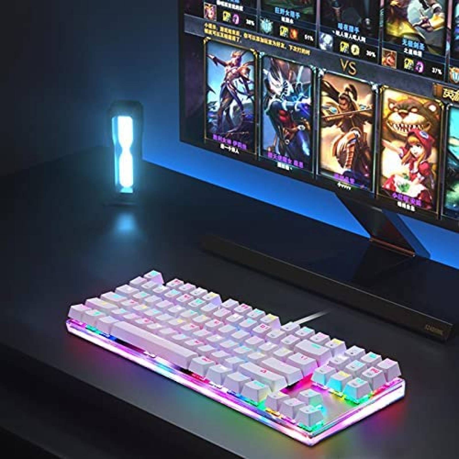 Teclado Gamer Motospeed USB 87 Teclas RGB Compacto -Blanco