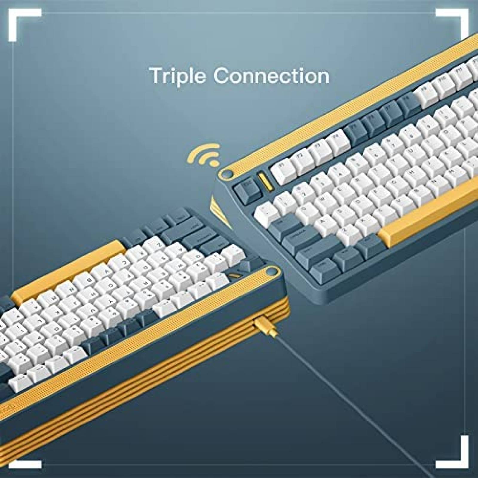 Teclado Gamer IQUNIX A80 de 83 Teclas -Azul/Amarillo