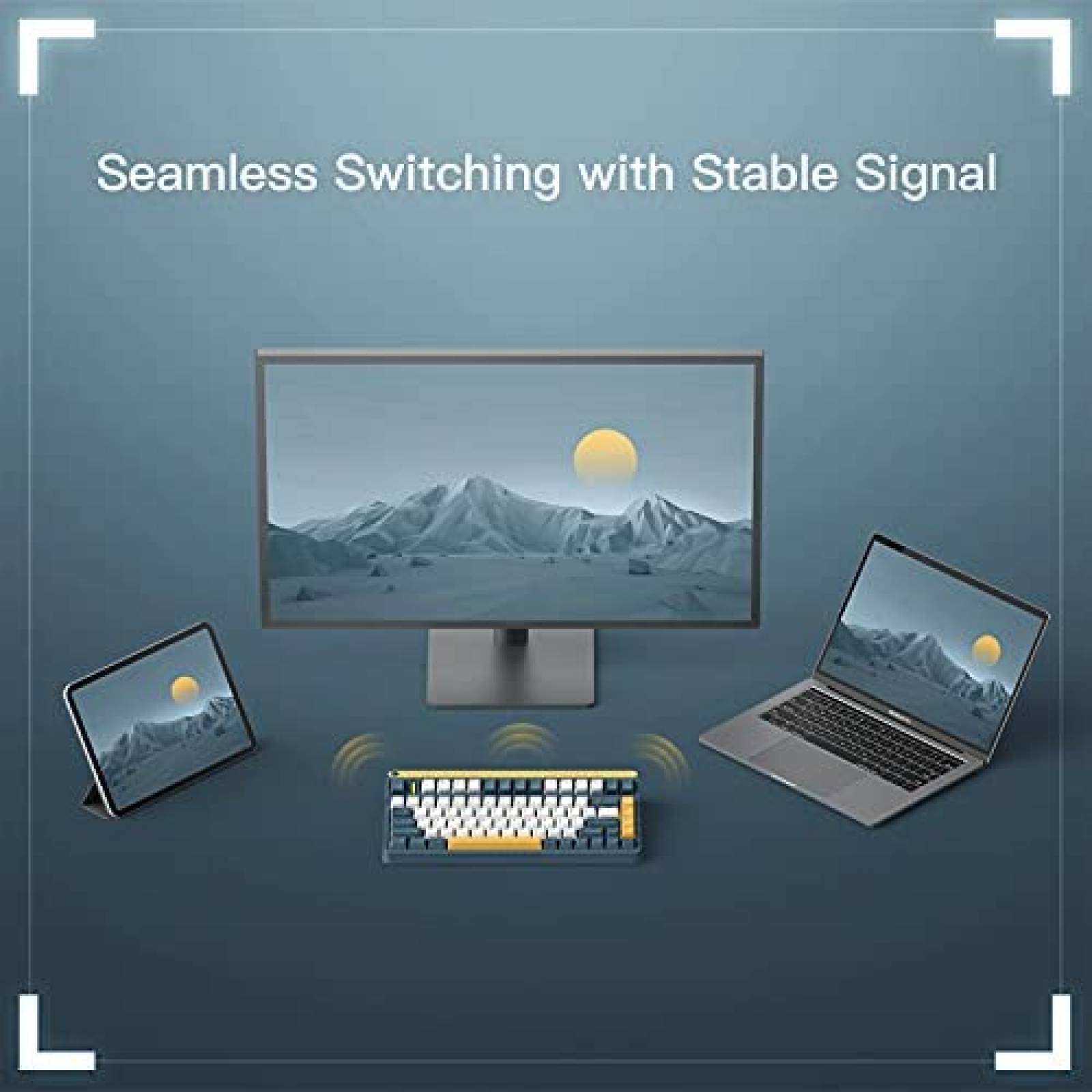 Teclado Gamer IQUNIX A80 de 83 Teclas -Azul/Amarillo