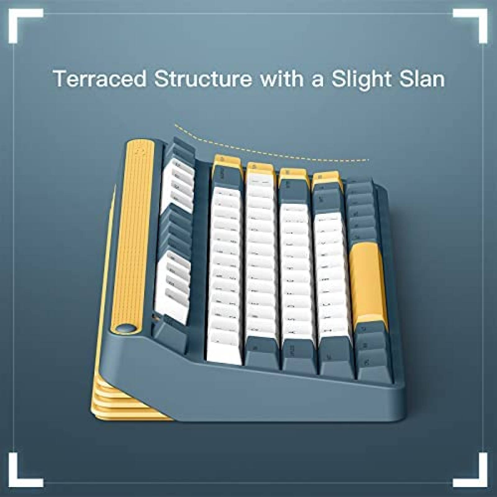 Teclado Gamer IQUNIX A80 de 83 Teclas -Azul/Amarillo