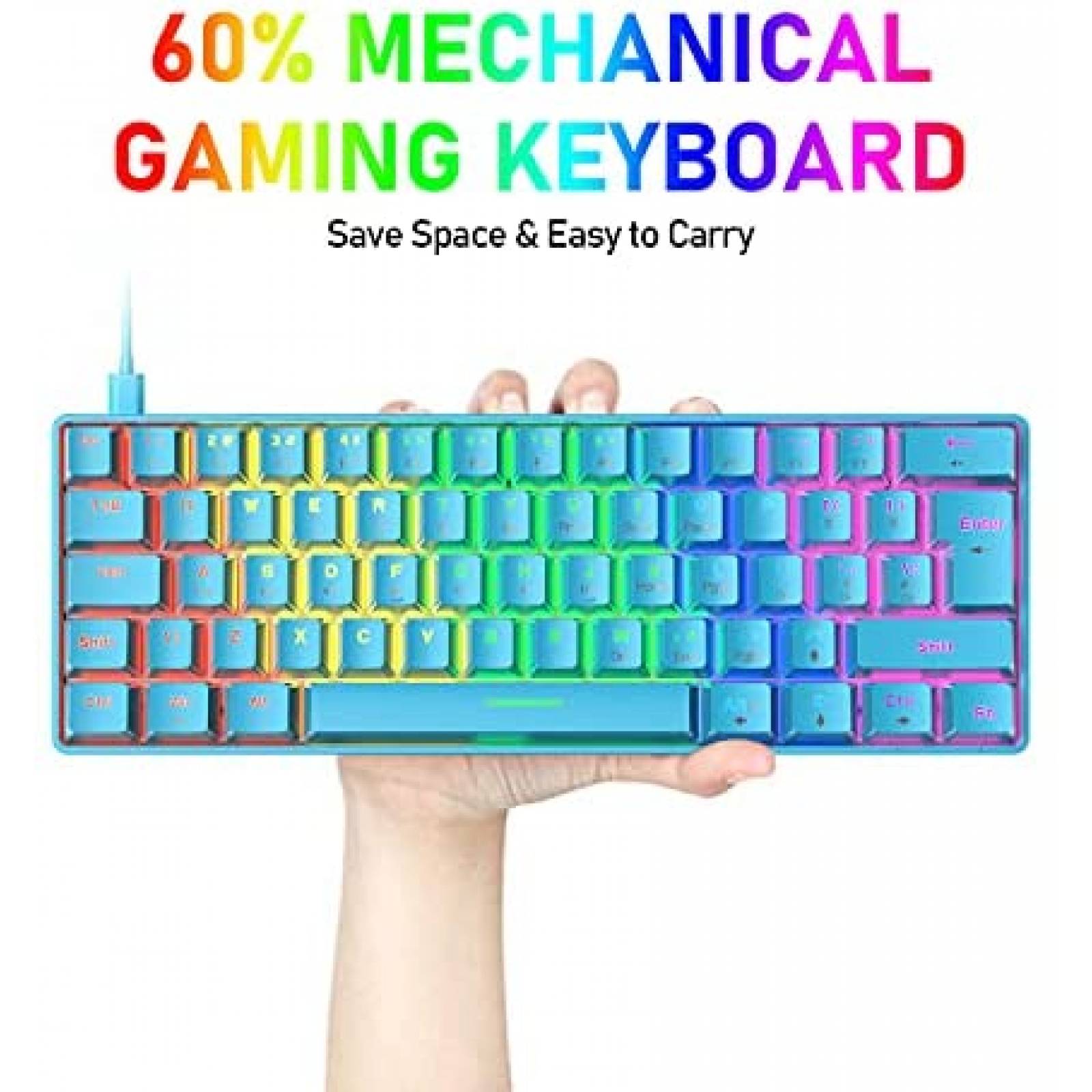 Teclado Gamer XINMENG 20 RGB 62 Teclas Y Alfombrilla -Azul