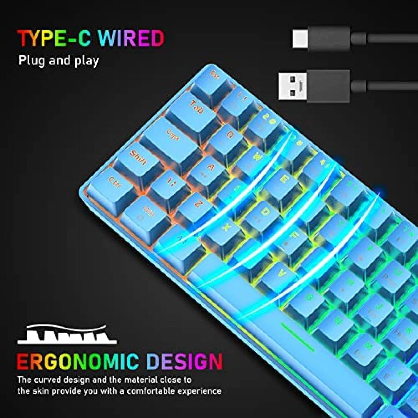 Teclado Gamer XINMENG 20 RGB 62 Teclas Y Alfombrilla -Azul