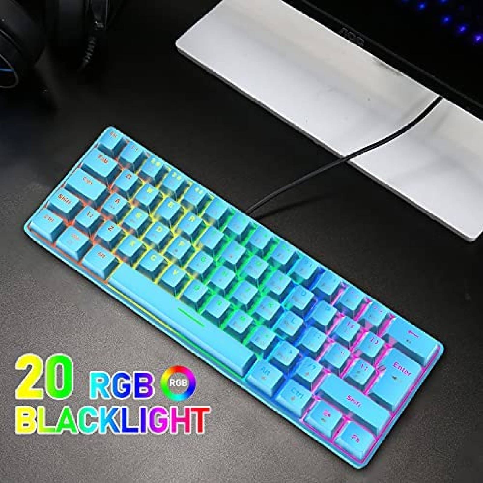 Teclado Gamer XINMENG 20 RGB 62 Teclas Y Alfombrilla -Azul
