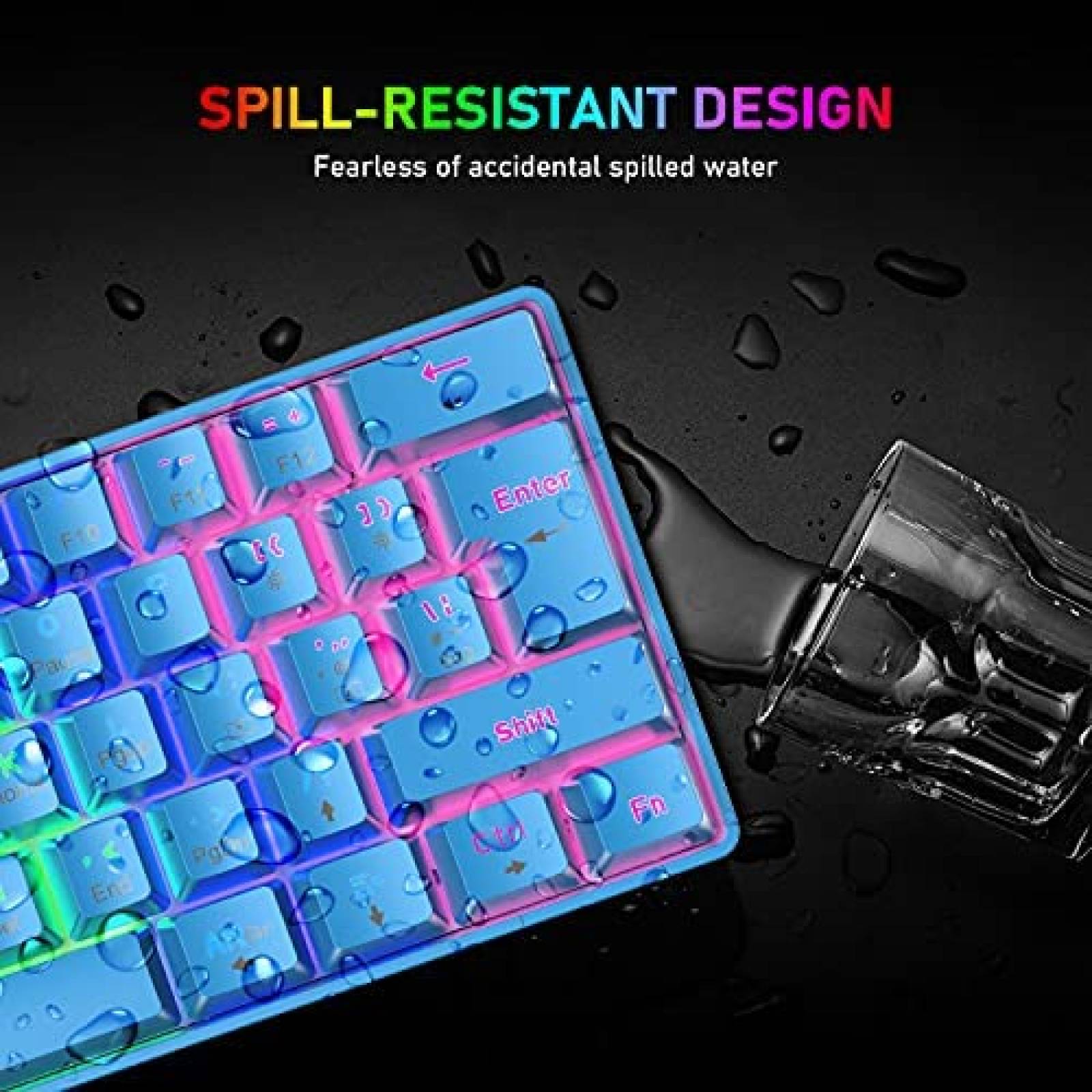 Teclado Gamer XINMENG 20 RGB 62 Teclas Y Alfombrilla -Azul