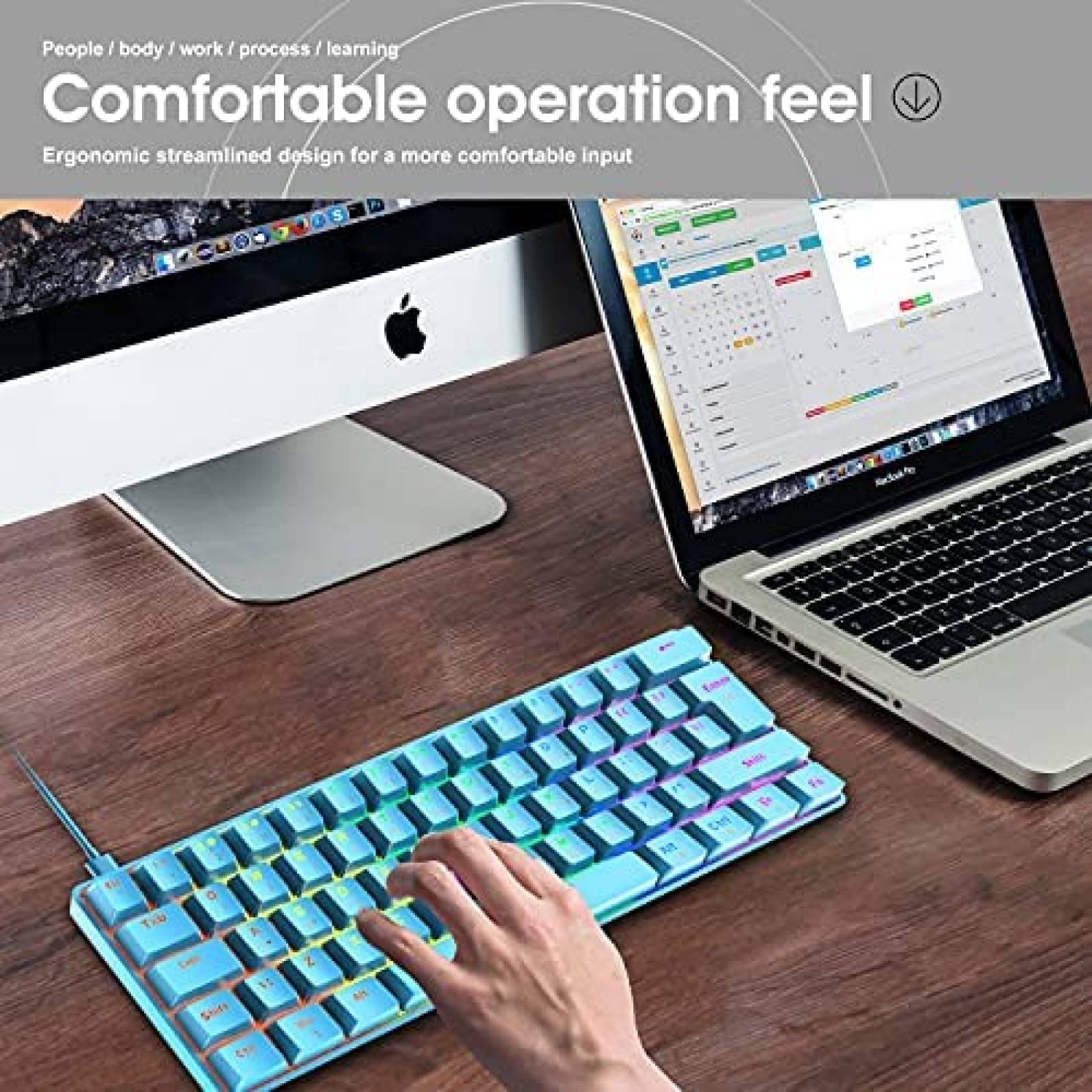 Teclado Gamer XINMENG 20 RGB 62 Teclas Y Alfombrilla -Azul