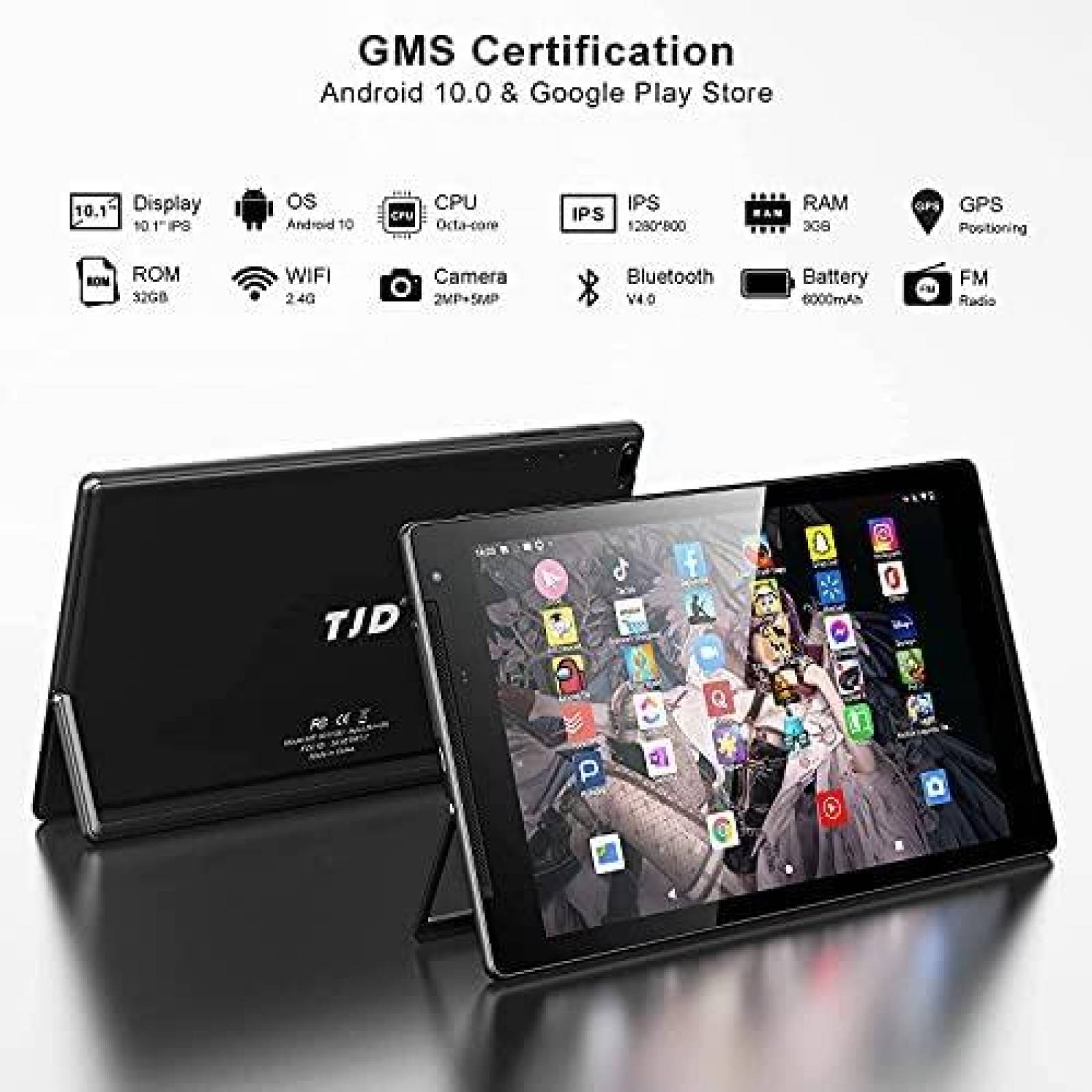 Tablet TJD 10'' 1600hertz 3GB 32GB Android 10 -Negro