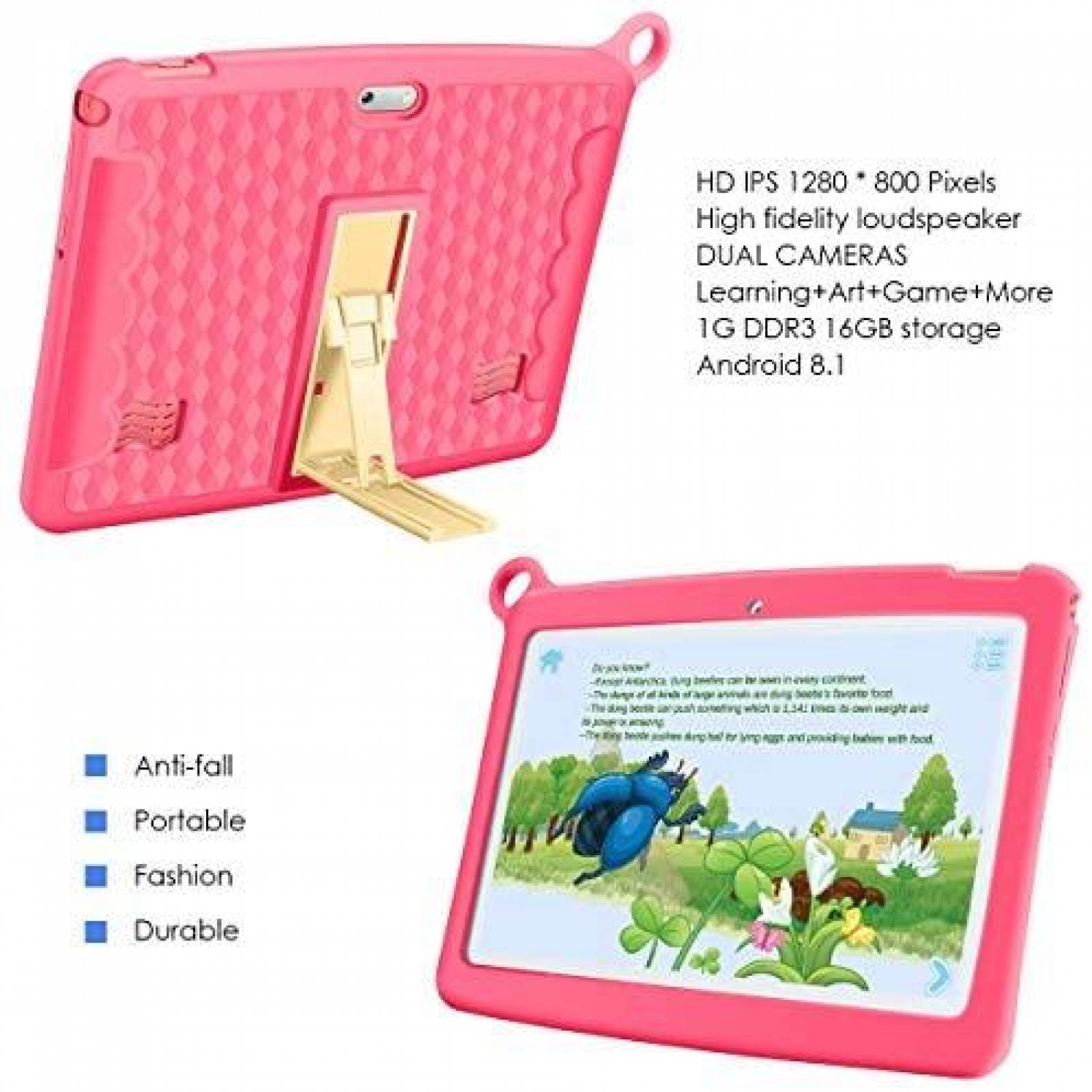 Tableta para nios Kivors 10.1" 2GB 32GB Android 8.1 -Rosa