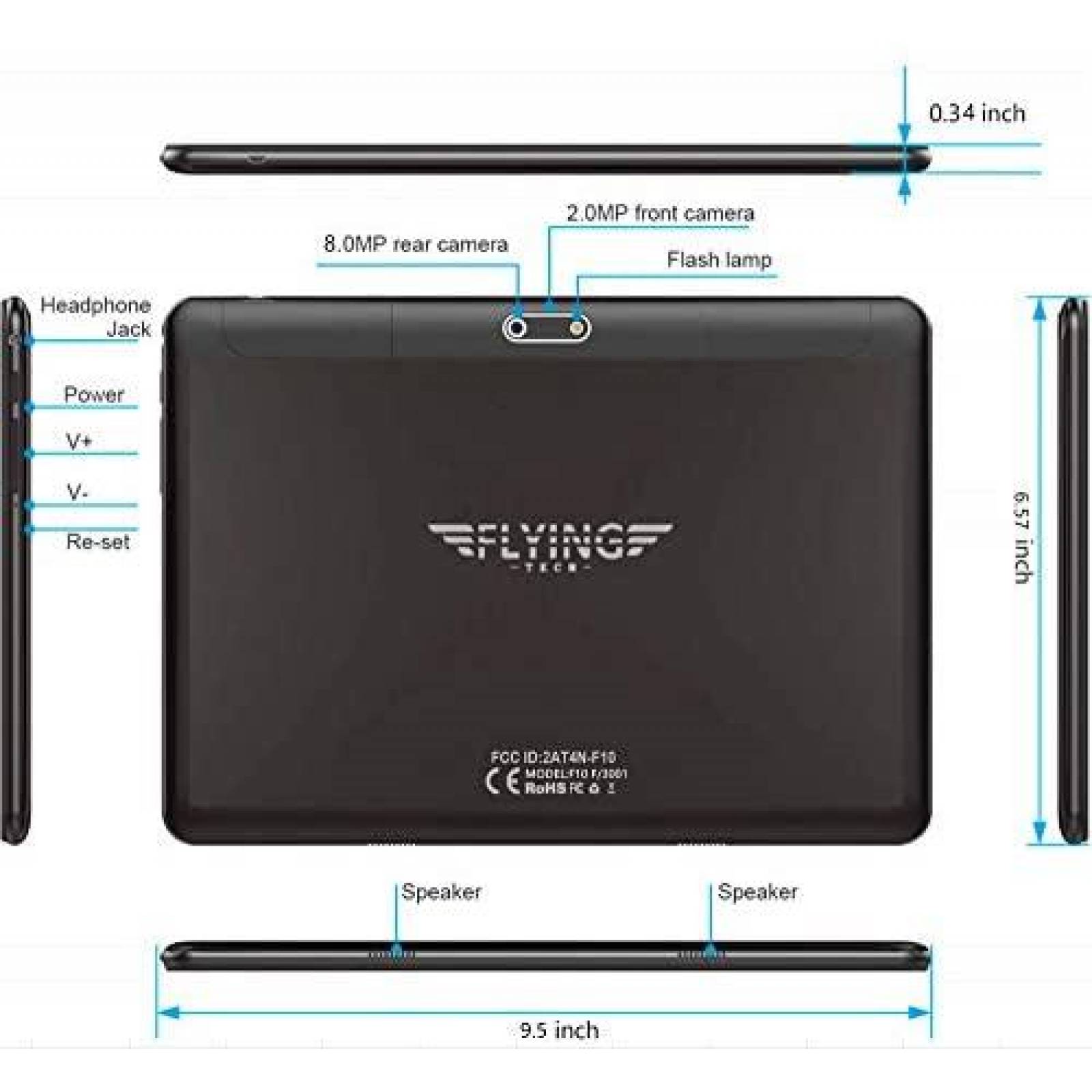 Tablet FLYINGTECH 10'' 1.3GHz 1GB 16GB Mali-400 MP2