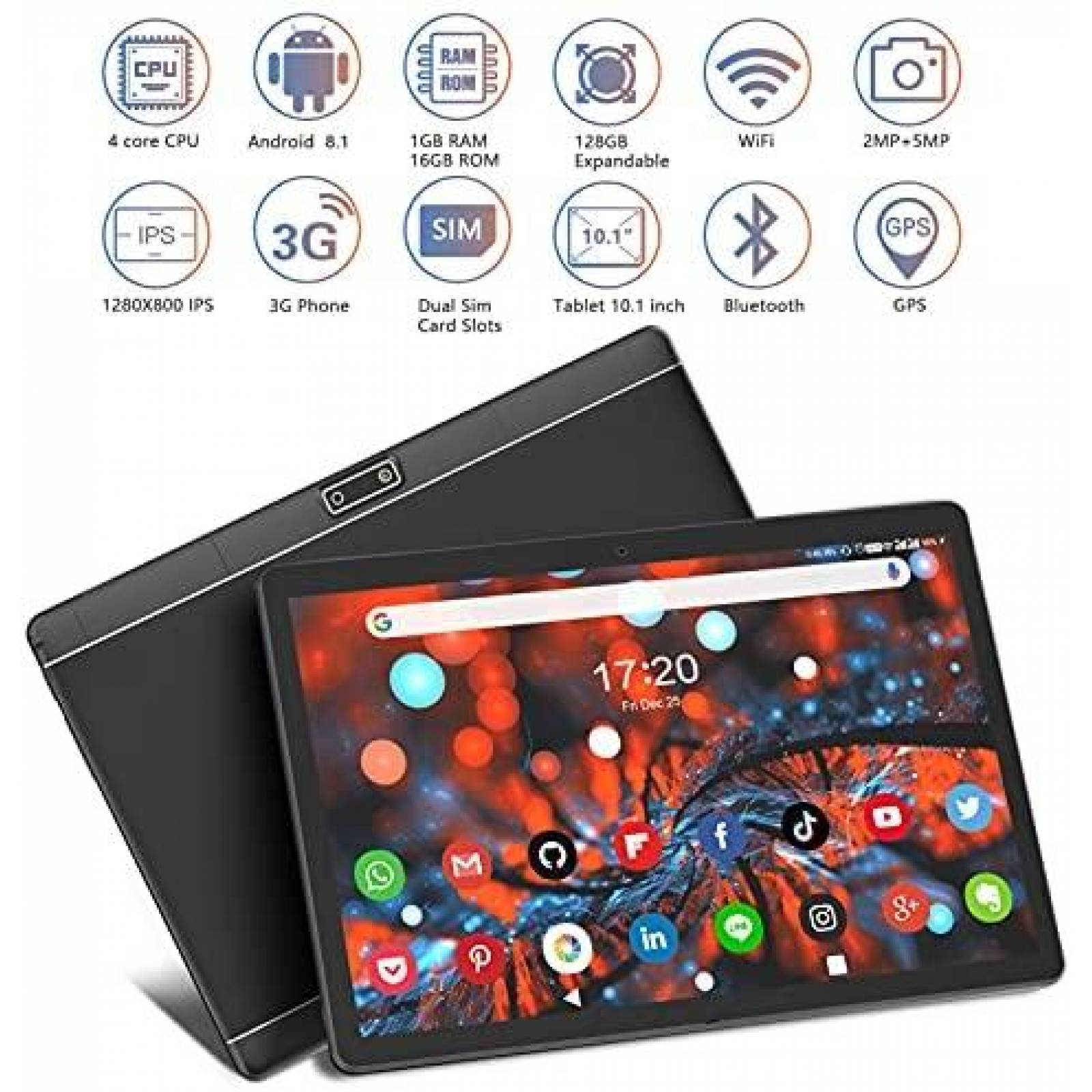 Tablet gamer ZONKO 10" Android 9.0 32GB 5G Wi-Fi -Negro