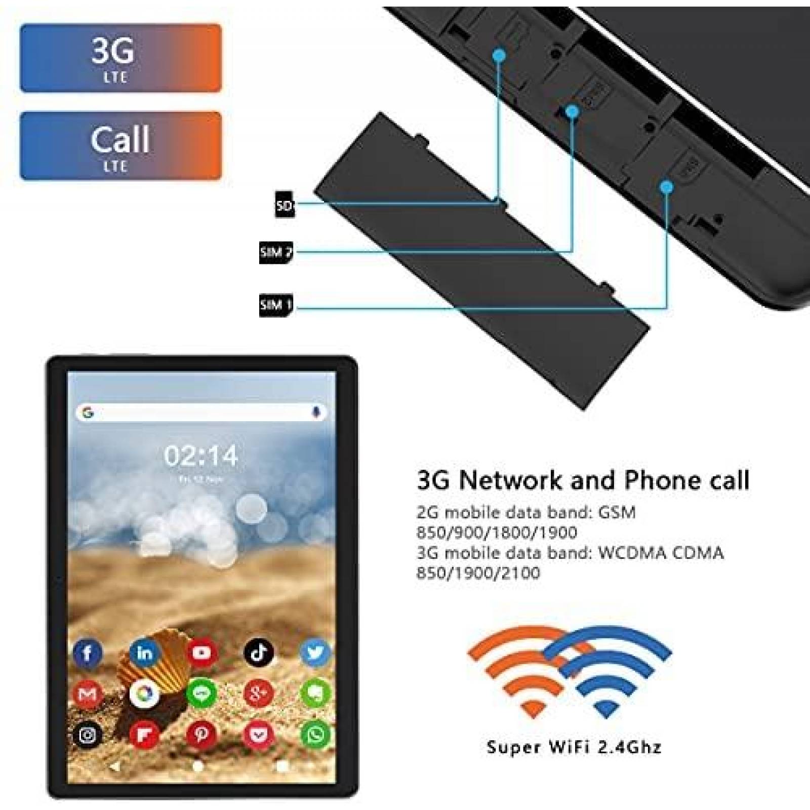 Tablet gamer ZONKO 10" Android 9.0 32GB 5G Wi-Fi -Negro