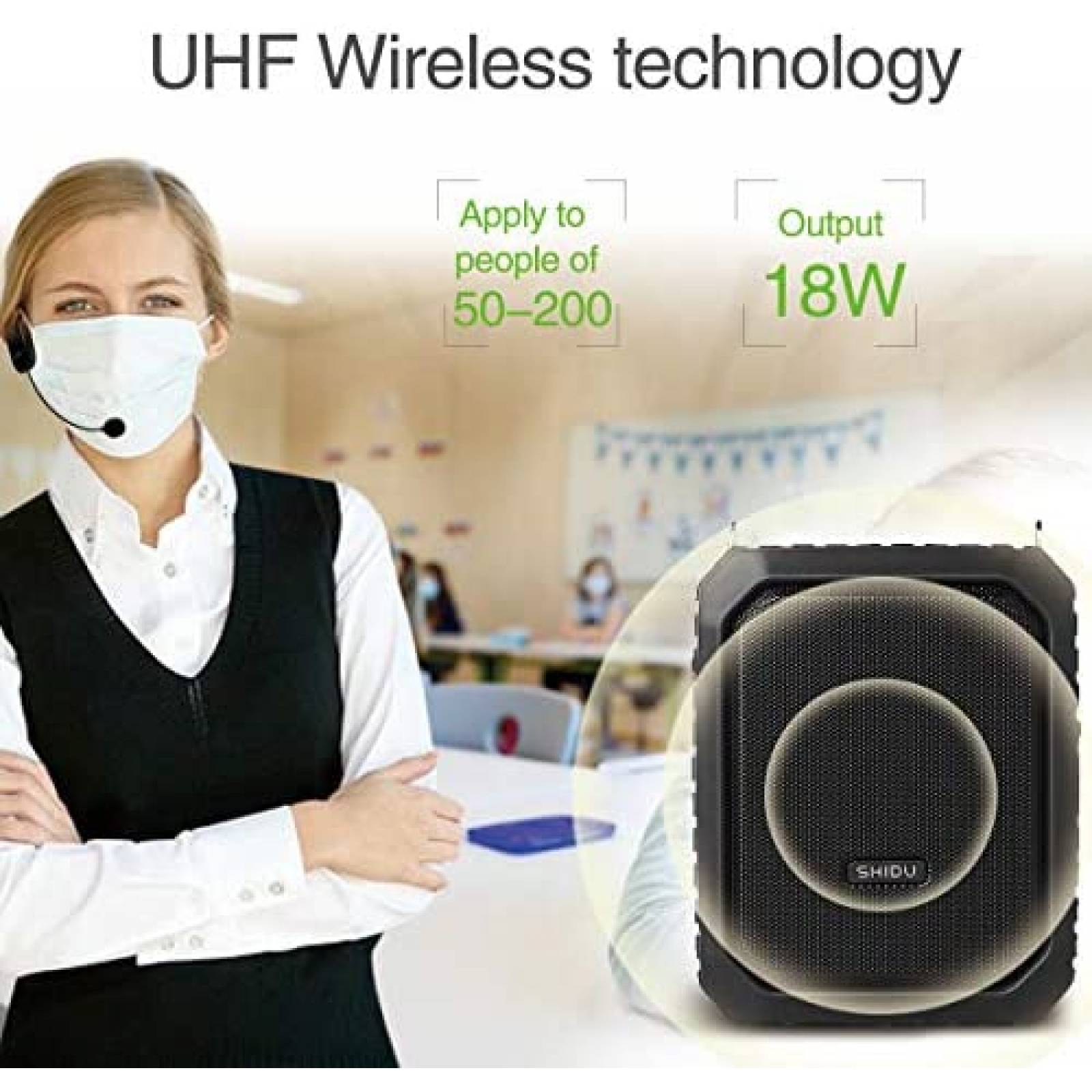 Amplificador SHIDU Con microfono Resistente al agua -Negro