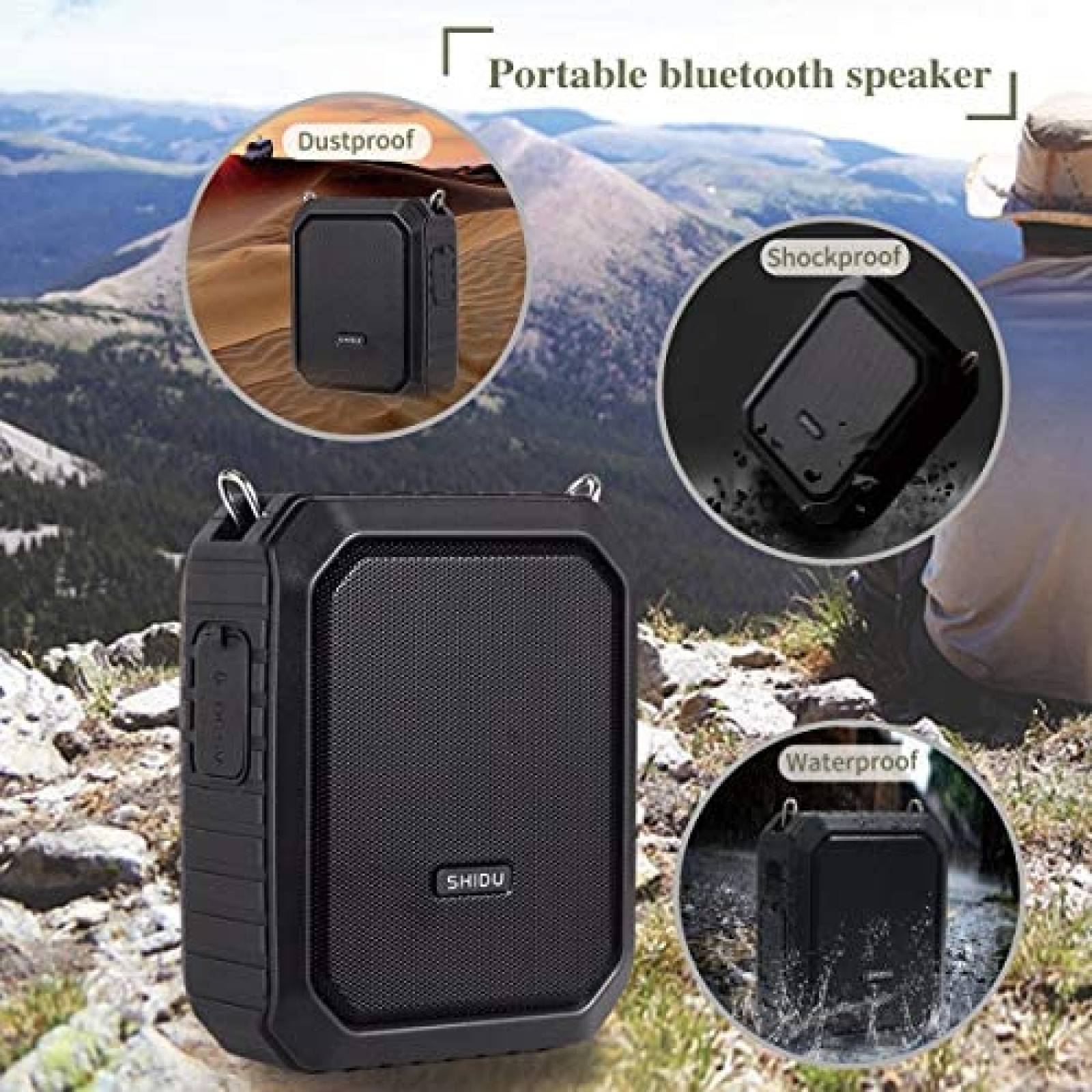 Amplificador SHIDU Con microfono Resistente al agua -Negro