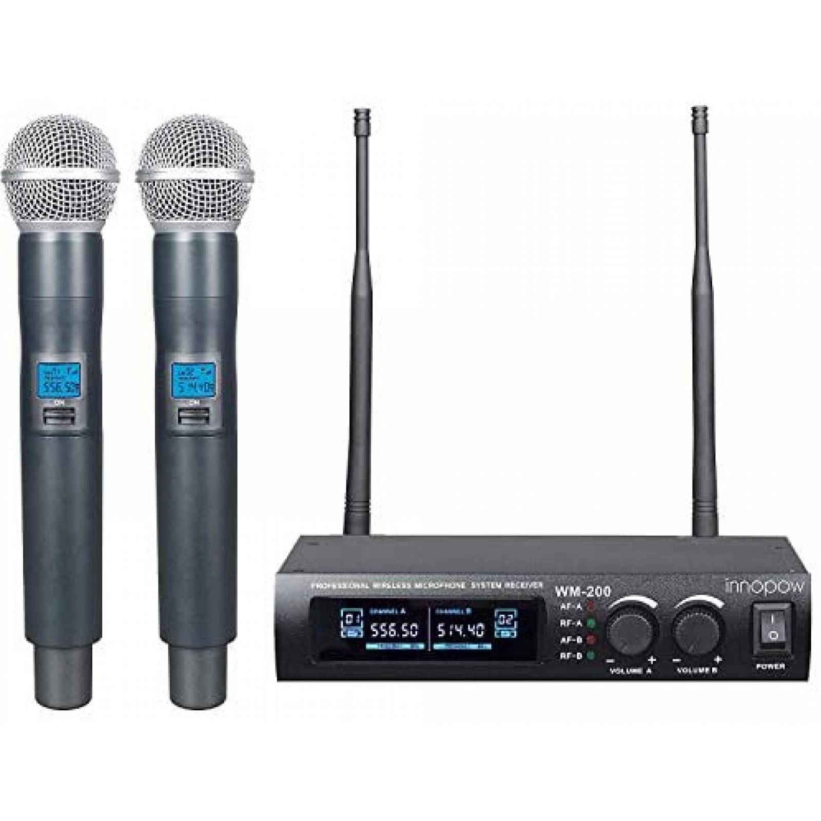 Kit de Audio Innopow 2 Microfonos Inalambricos -Negro