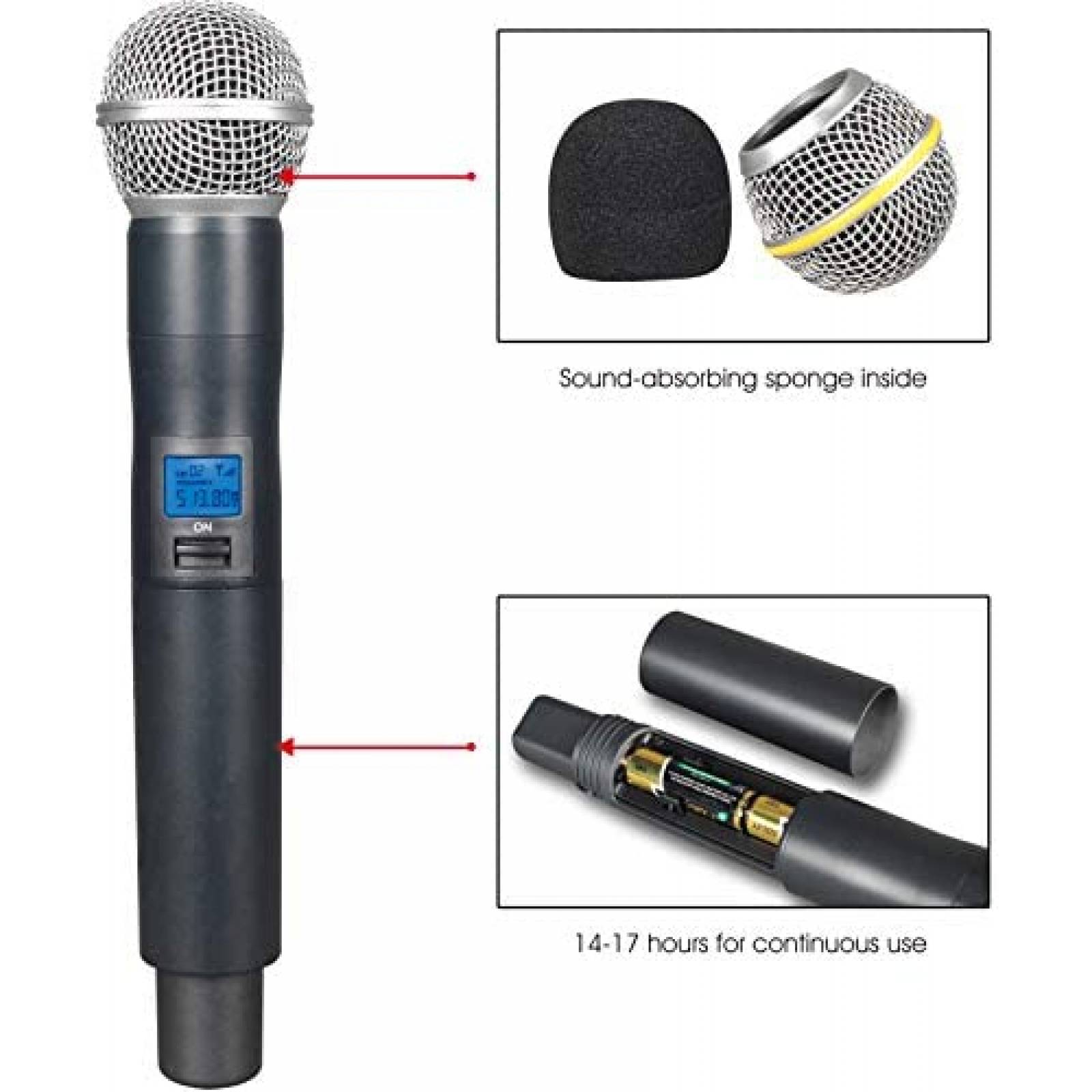 Kit de Audio Innopow 2 Microfonos Inalambricos -Negro