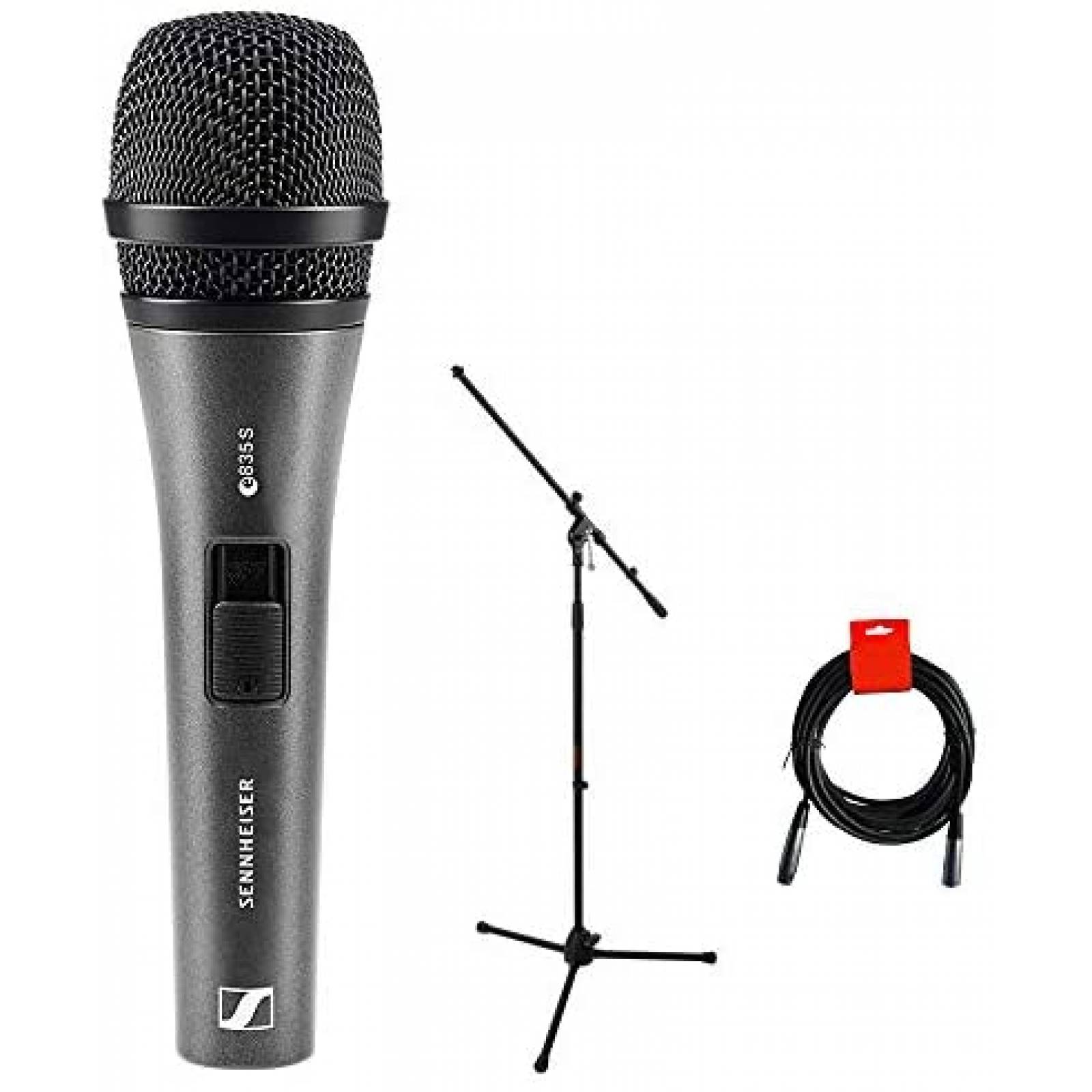 Microfono Sennheiser E835-S con Tripie y Cable XLR -Gris